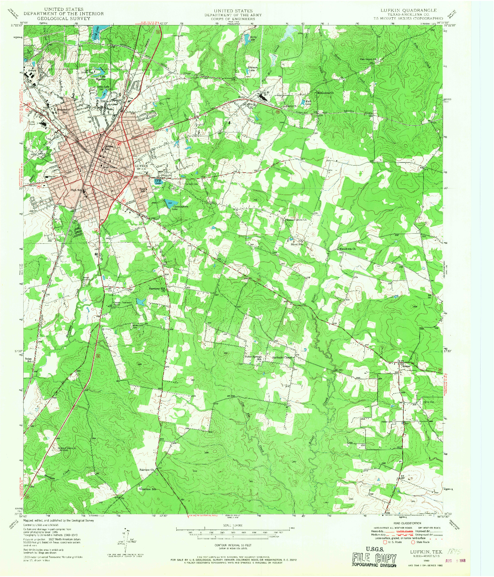 USGS 1:24000-SCALE QUADRANGLE FOR LUFKIN, TX 1949