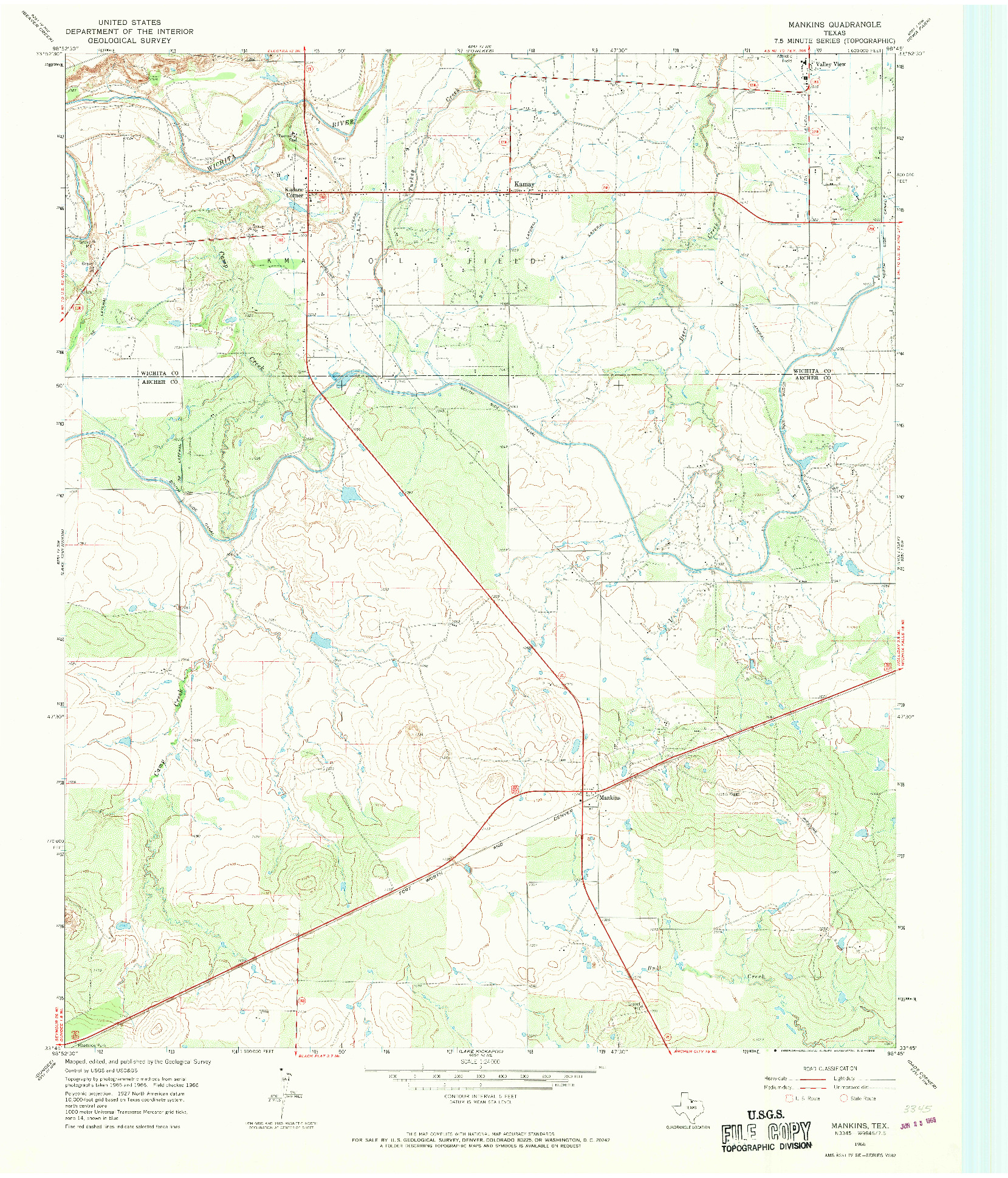 USGS 1:24000-SCALE QUADRANGLE FOR MANKINS, TX 1966