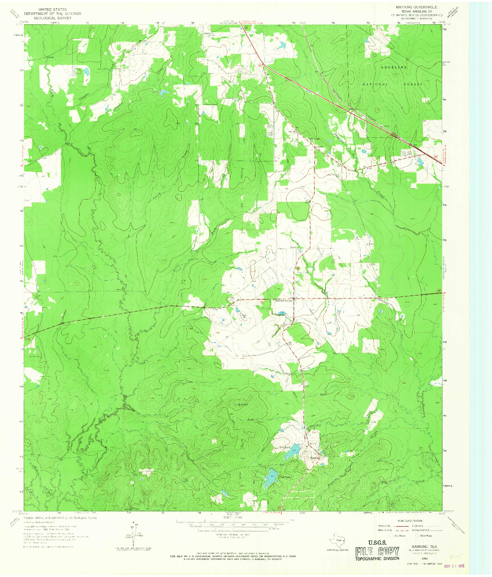 USGS 1:24000-SCALE QUADRANGLE FOR MANNING, TX 1963