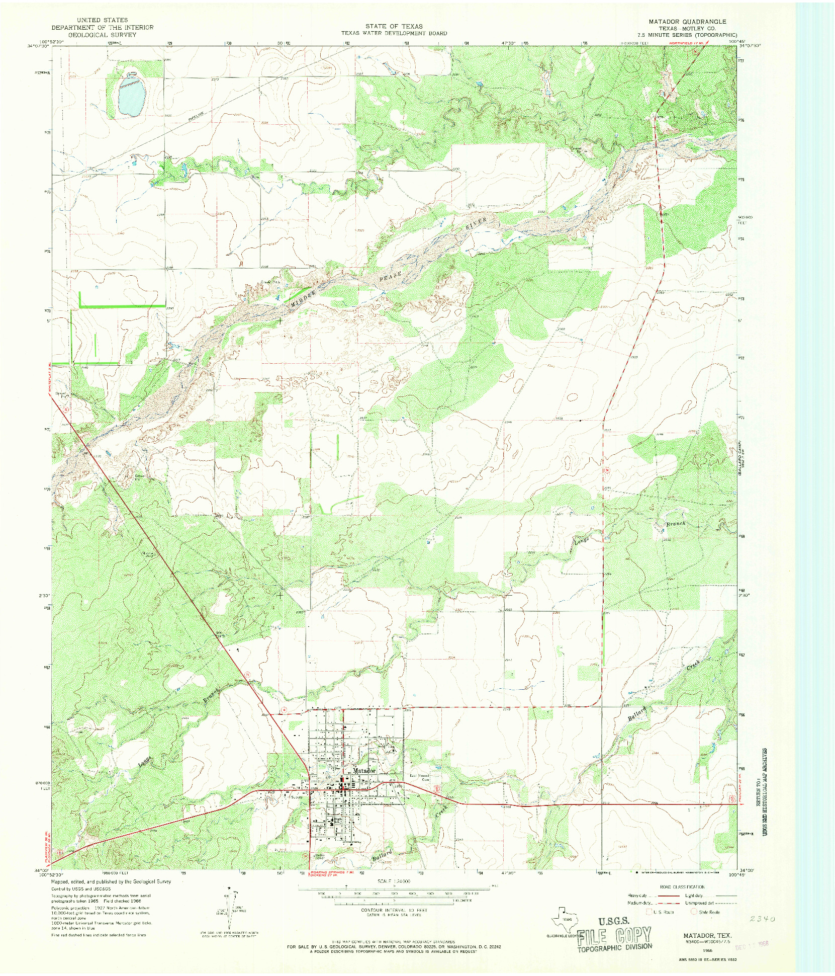 USGS 1:24000-SCALE QUADRANGLE FOR MATADOR, TX 1966