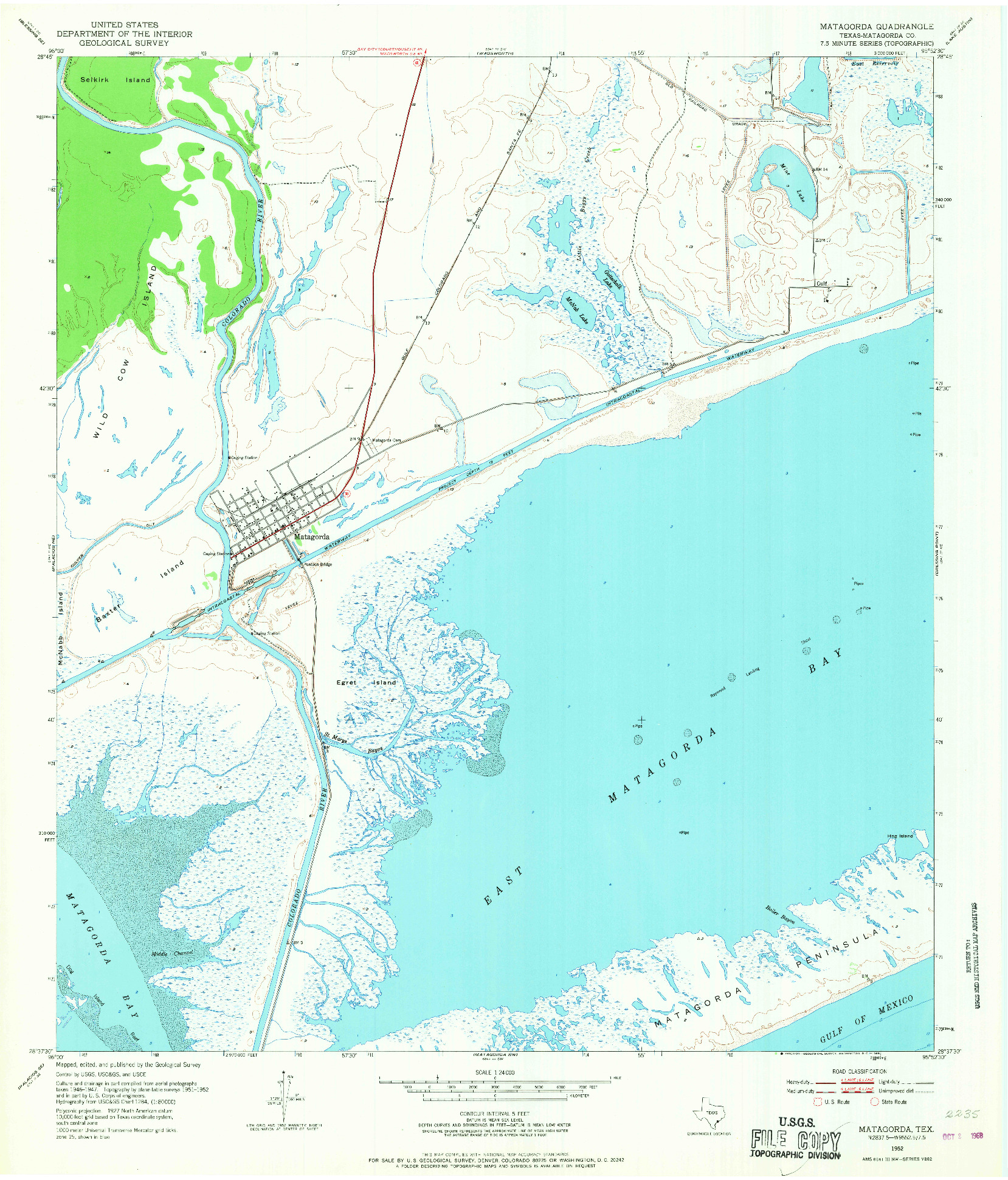 USGS 1:24000-SCALE QUADRANGLE FOR MATAGORDA, TX 1952