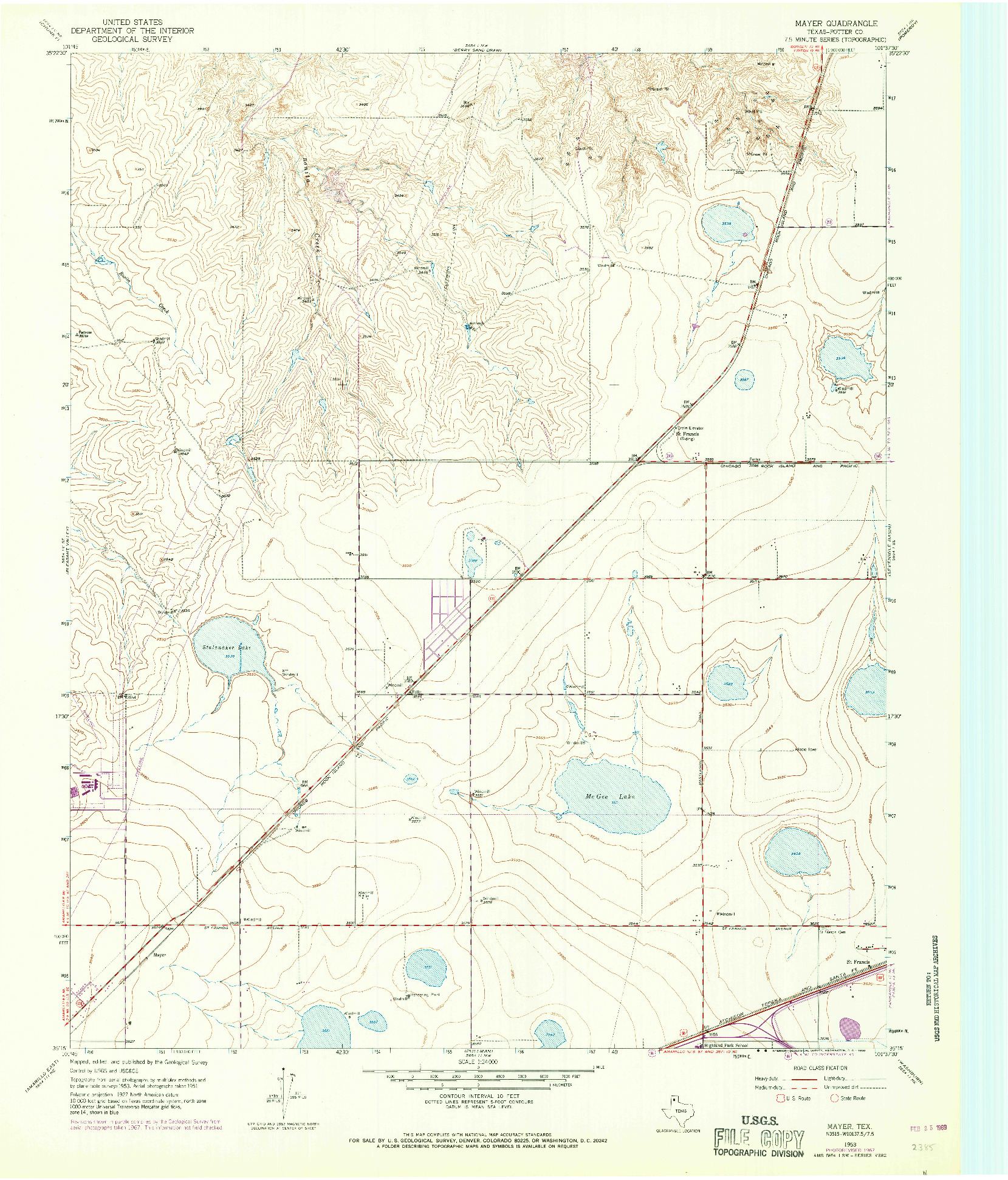 USGS 1:24000-SCALE QUADRANGLE FOR MAYER, TX 1953