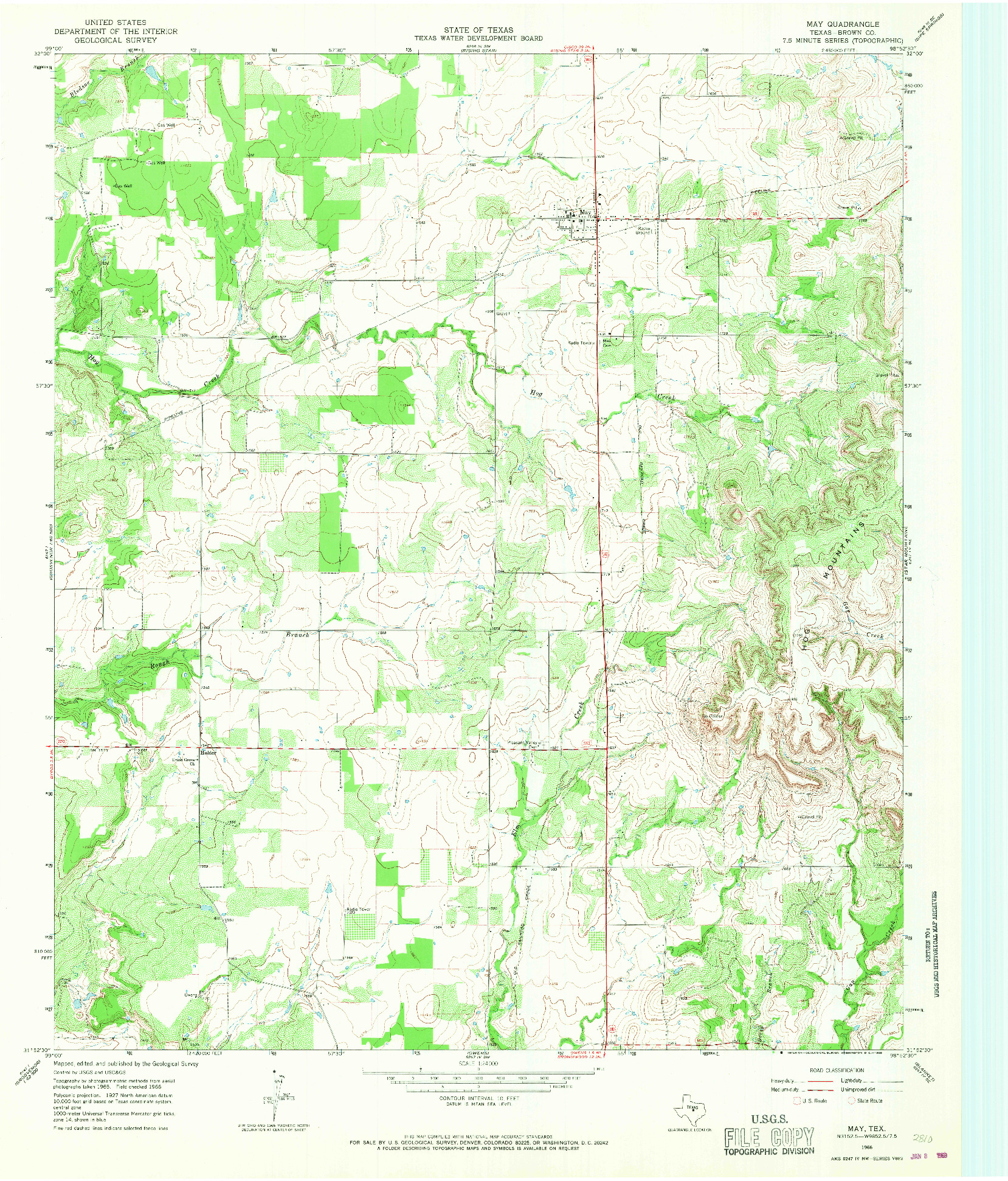 USGS 1:24000-SCALE QUADRANGLE FOR MAY, TX 1966