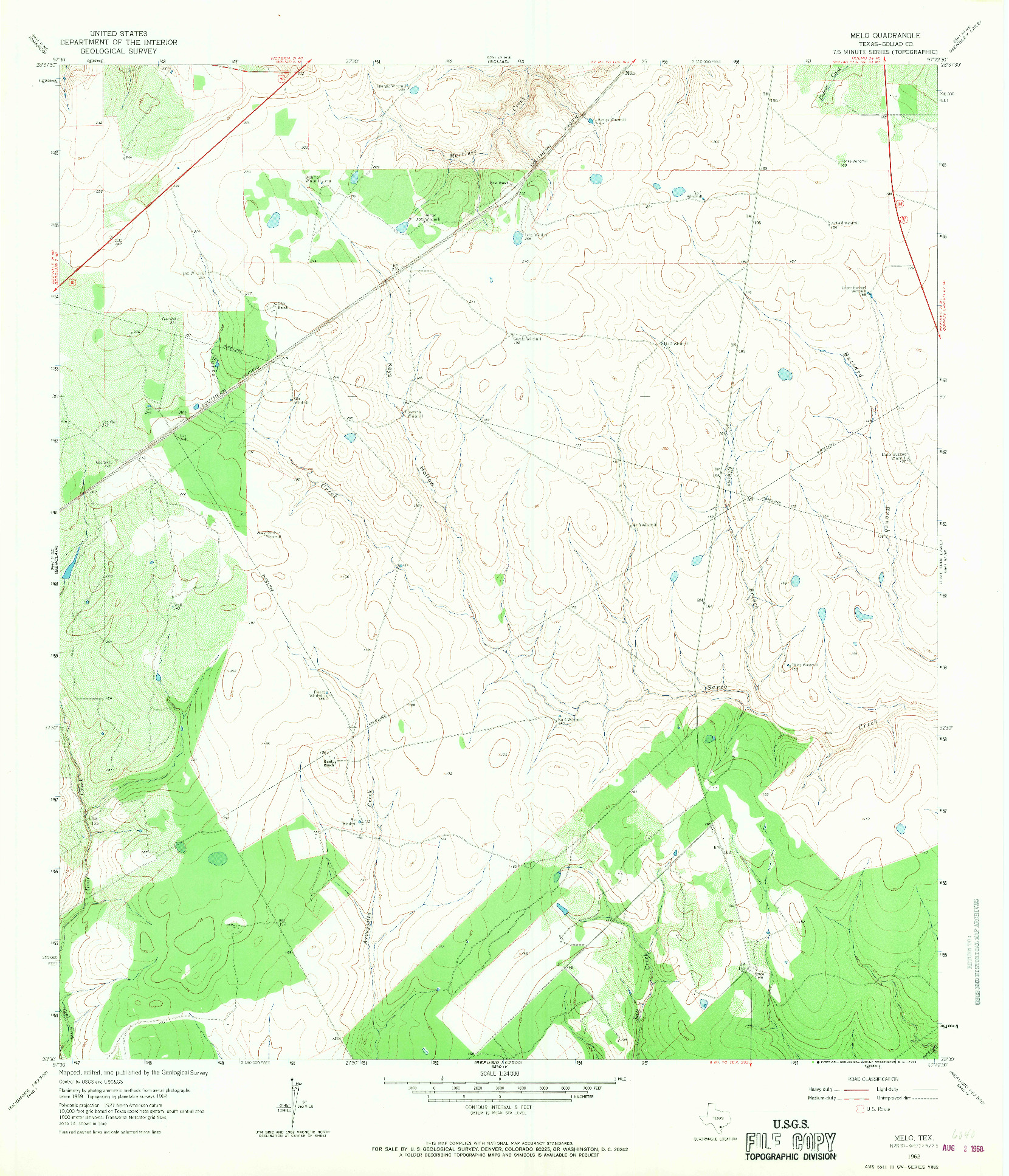 USGS 1:24000-SCALE QUADRANGLE FOR MELO, TX 1962