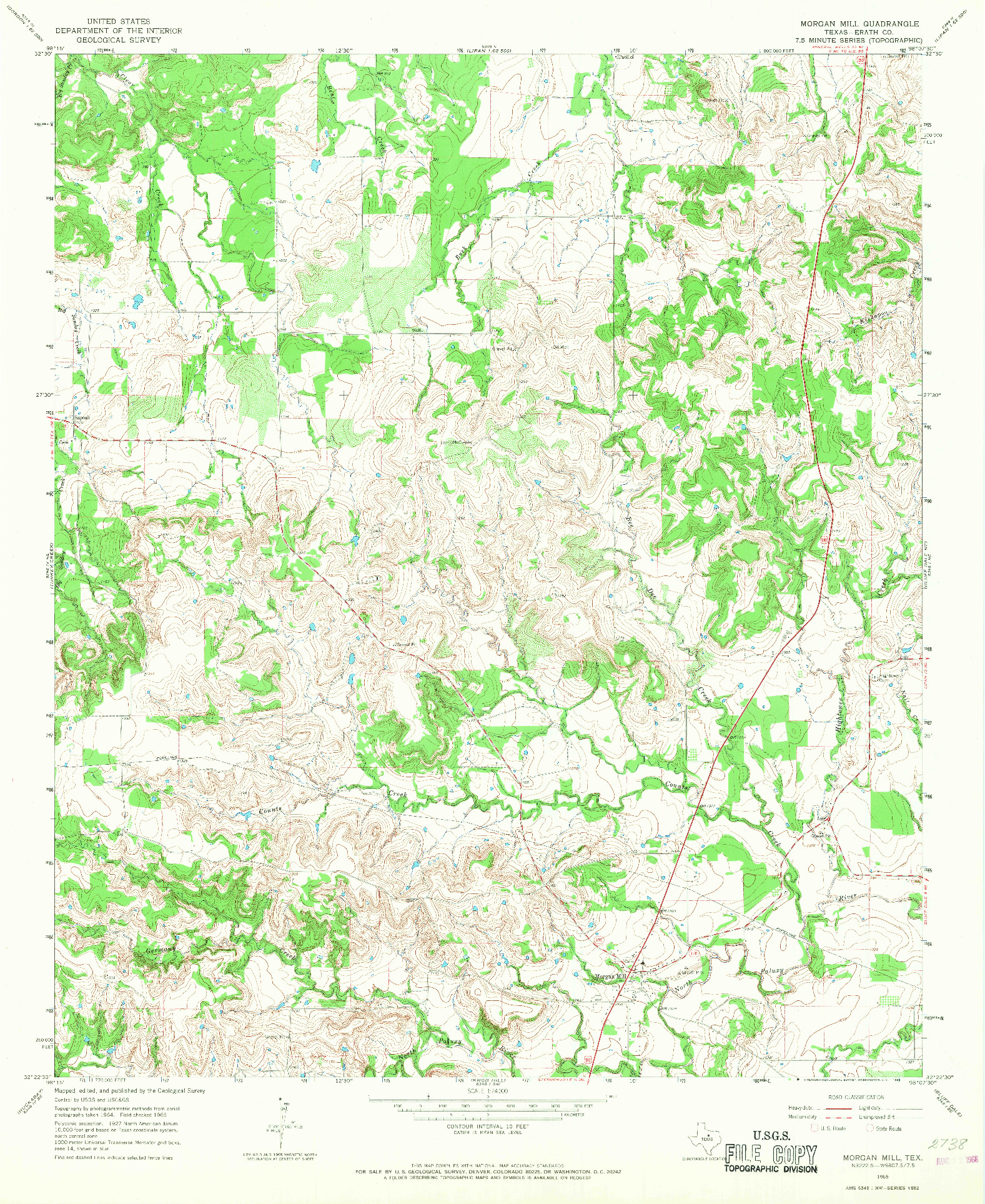 USGS 1:24000-SCALE QUADRANGLE FOR MORGAN MILL, TX 1965