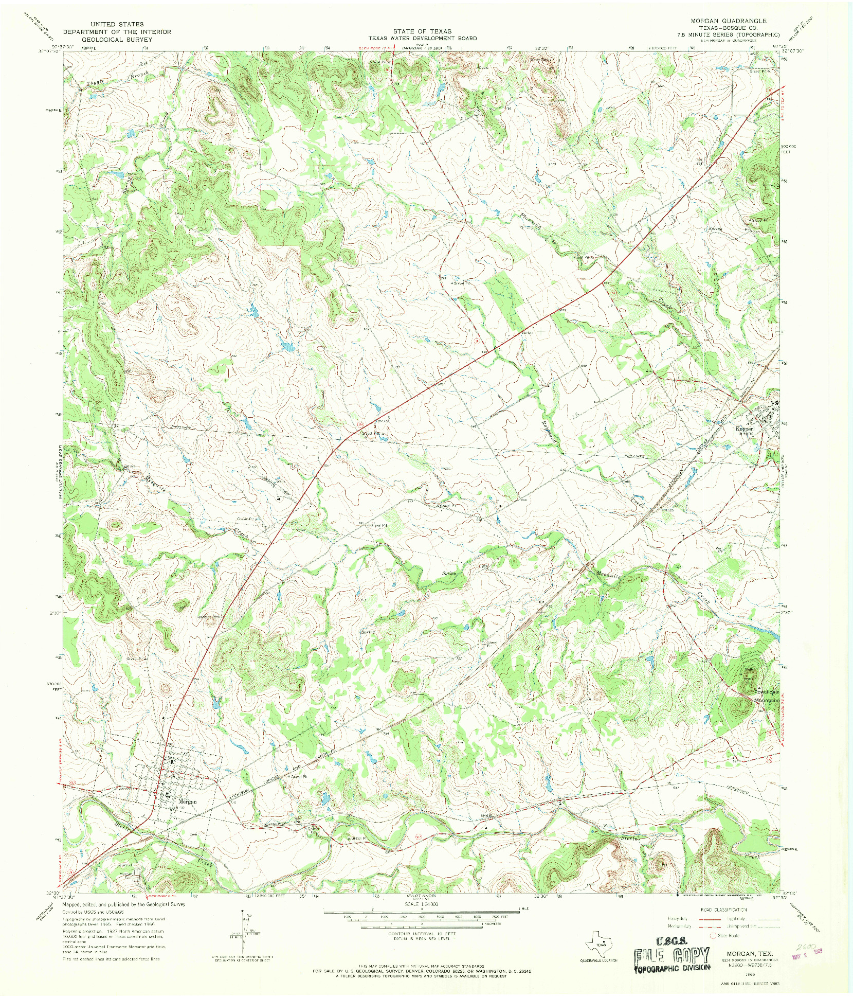 USGS 1:24000-SCALE QUADRANGLE FOR MORGAN, TX 1966