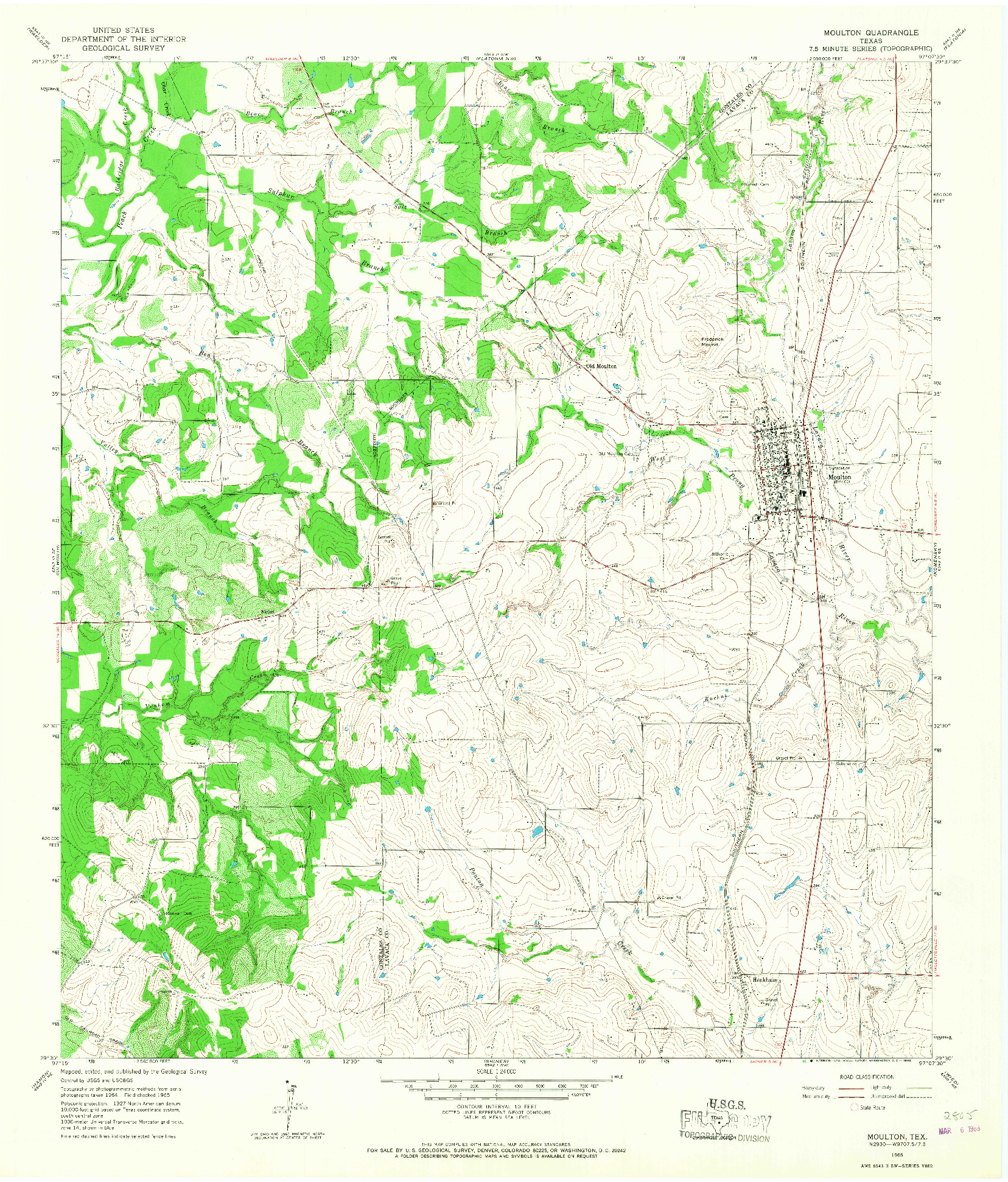 USGS 1:24000-SCALE QUADRANGLE FOR MOULTON, TX 1965