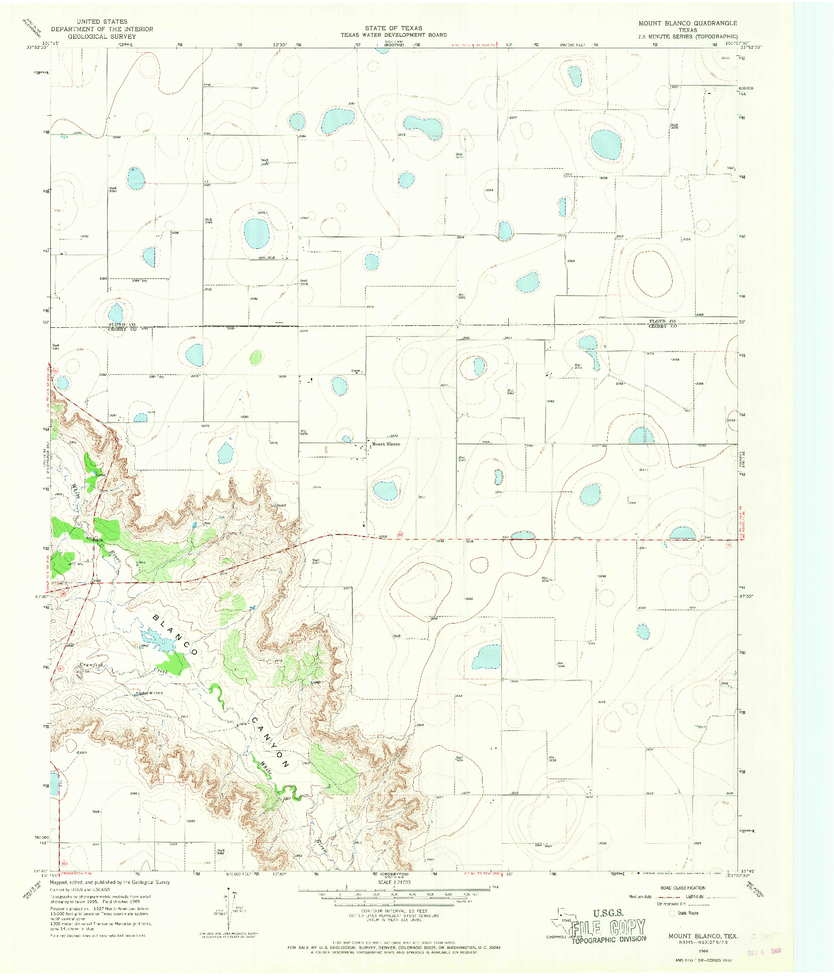 USGS 1:24000-SCALE QUADRANGLE FOR MOUNT BLANCO, TX 1966