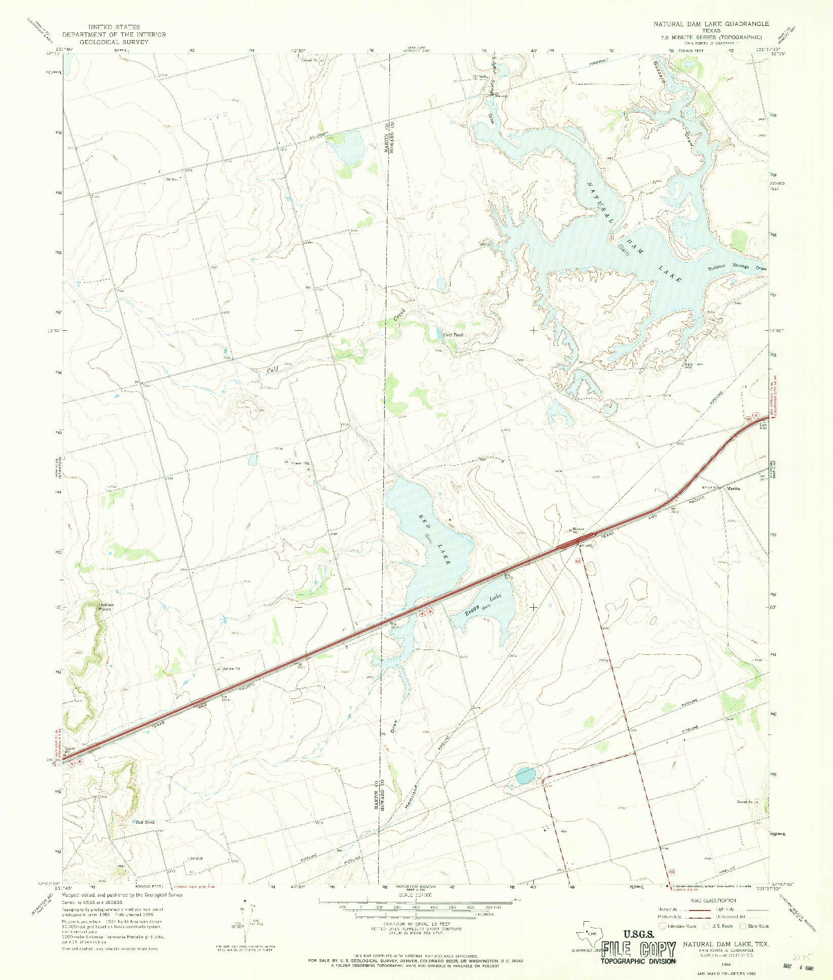 USGS 1:24000-SCALE QUADRANGLE FOR NATURAL DAM LAKE, TX 1966