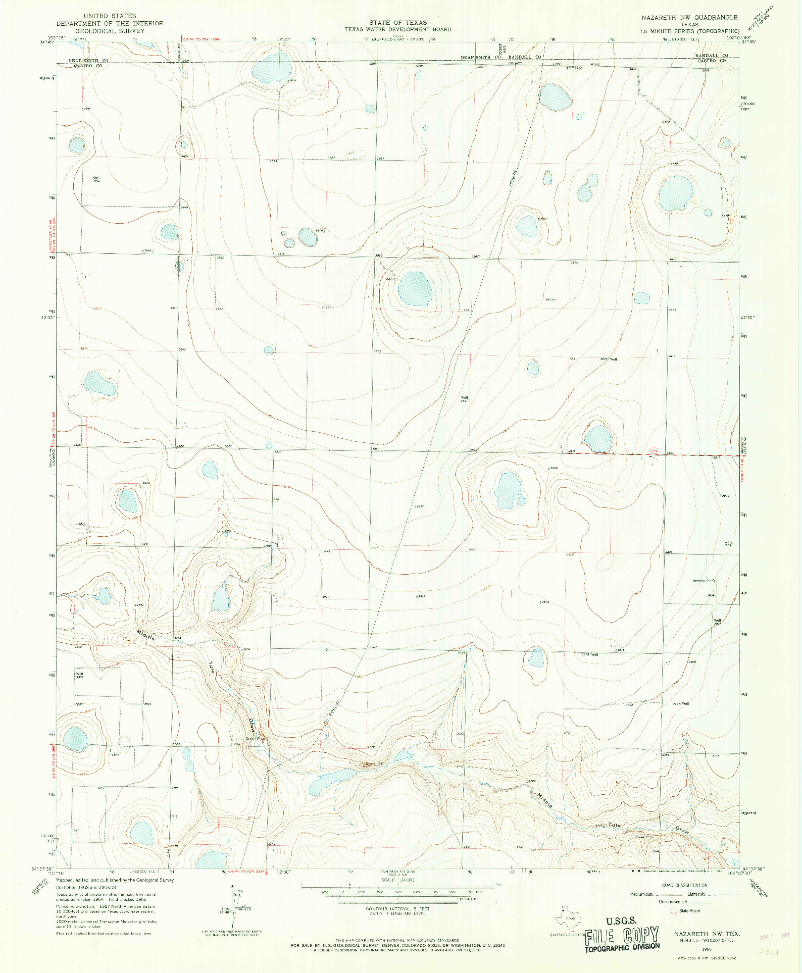 USGS 1:24000-SCALE QUADRANGLE FOR NAZARETH NW, TX 1966