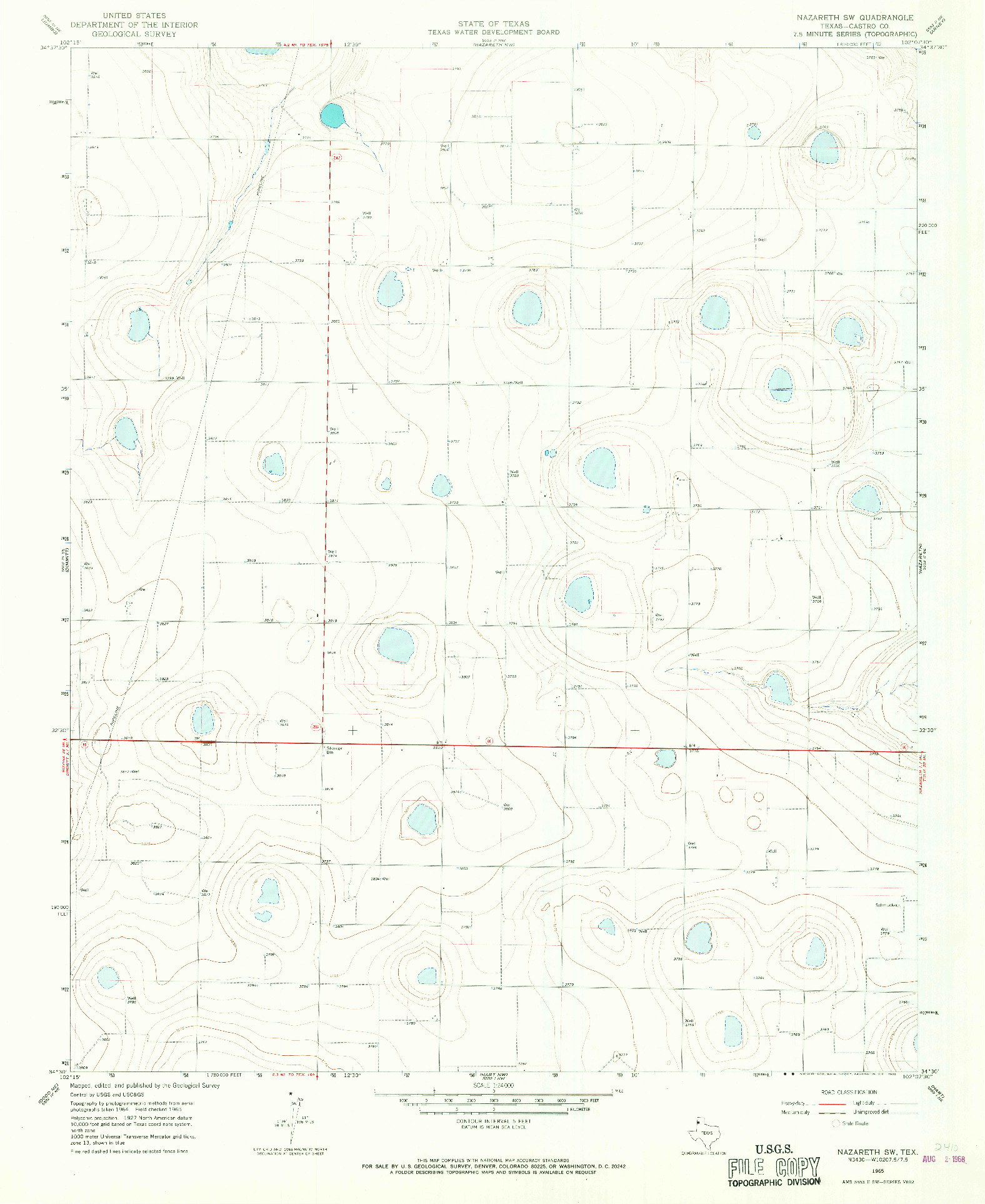 USGS 1:24000-SCALE QUADRANGLE FOR NAZARETH SW, TX 1965