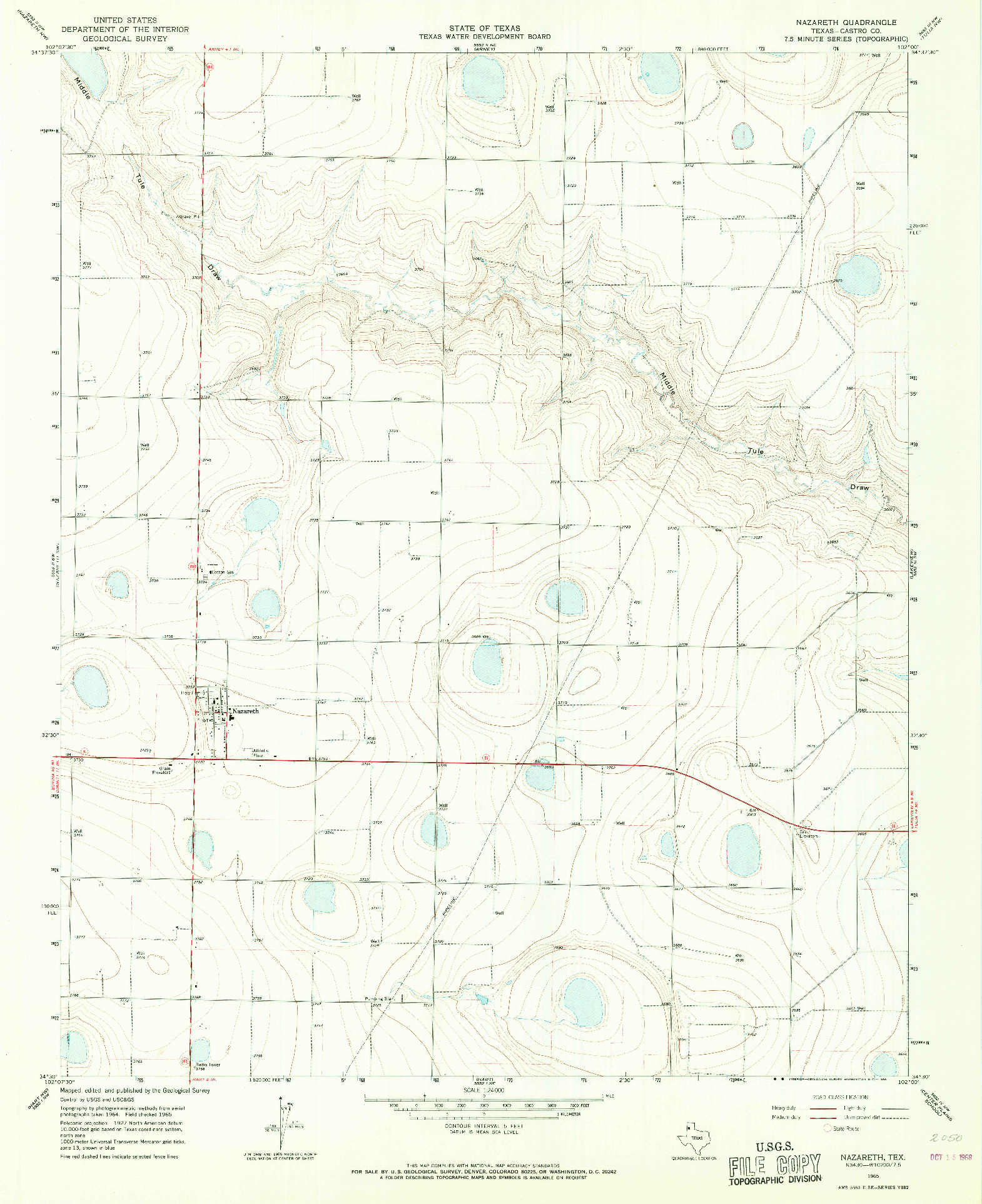 USGS 1:24000-SCALE QUADRANGLE FOR NAZARETH, TX 1965