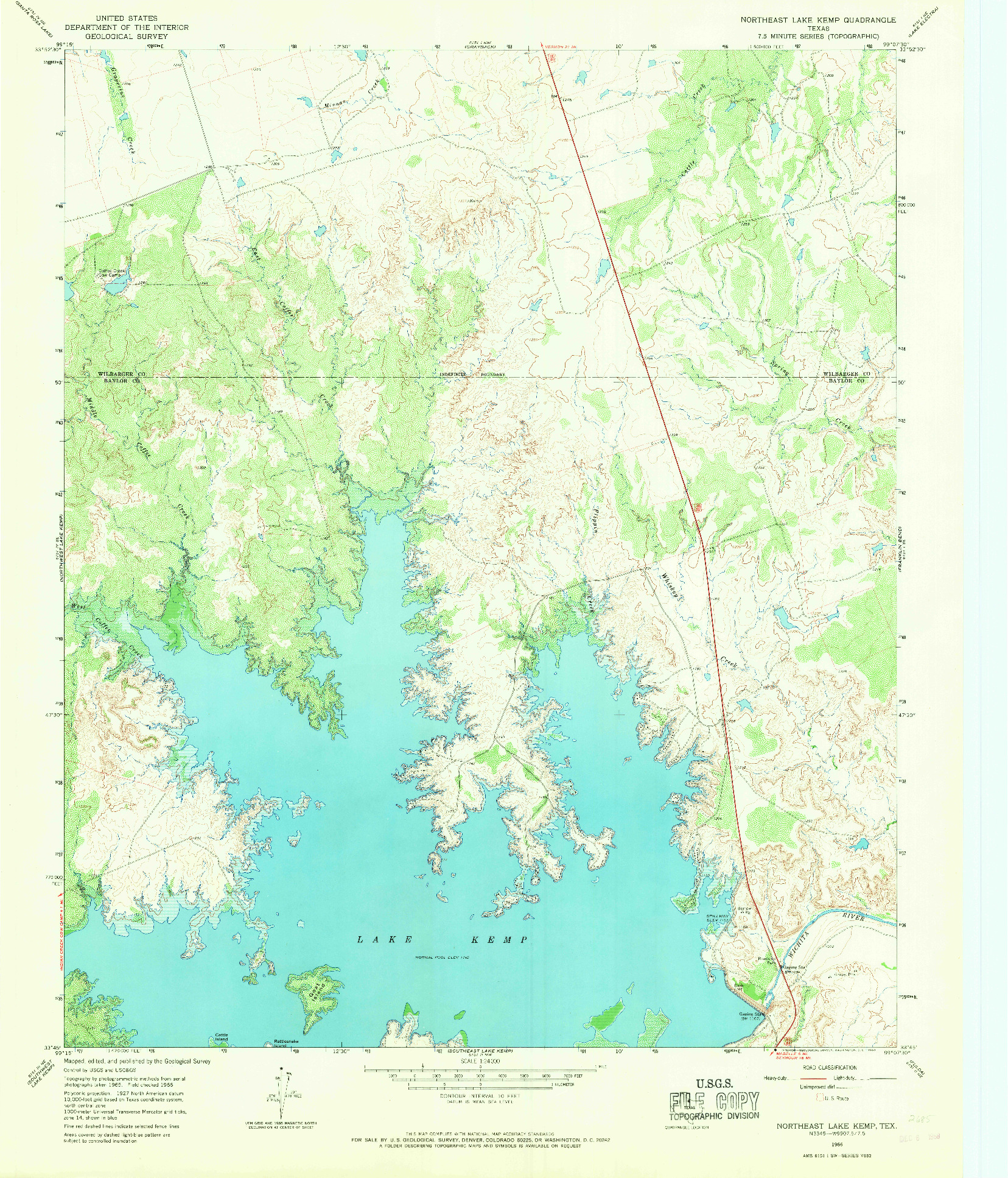 USGS 1:24000-SCALE QUADRANGLE FOR NORTHEAST LAKE KEMP, TX 1966