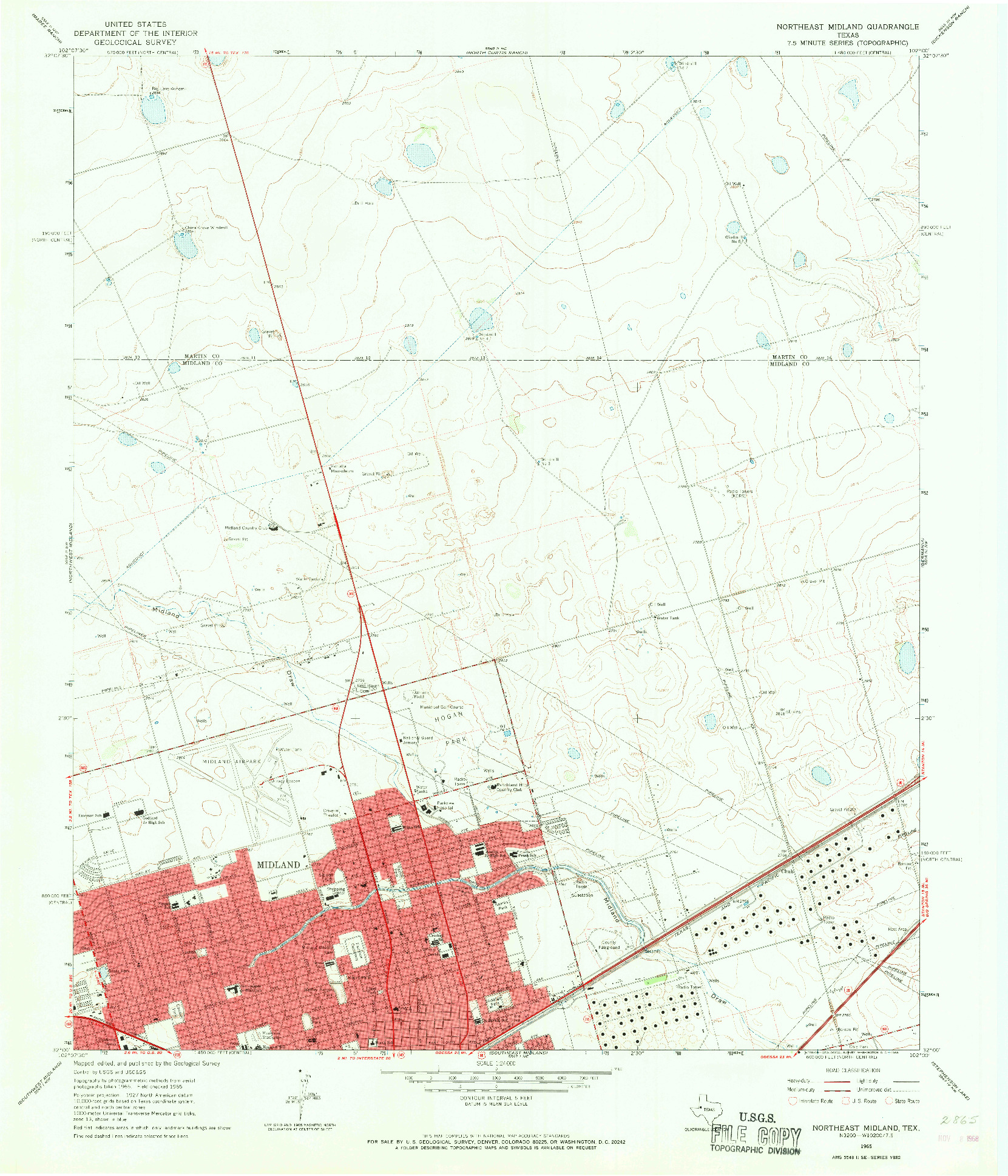 USGS 1:24000-SCALE QUADRANGLE FOR NORTHEAST MIDLAND, TX 1965