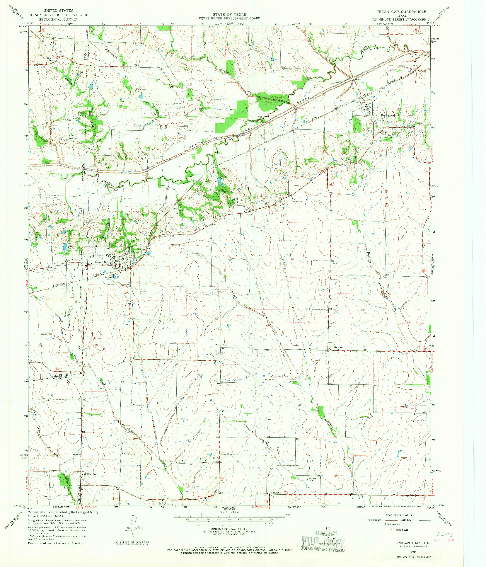 USGS 1:24000-SCALE QUADRANGLE FOR PECAN GAP, TX 1964