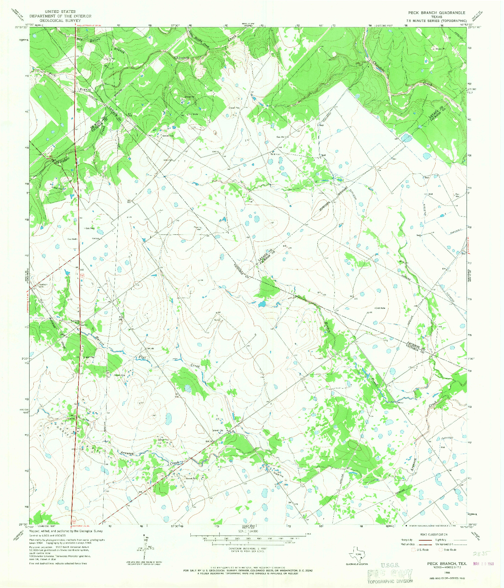 USGS 1:24000-SCALE QUADRANGLE FOR PECK BRANCH, TX 1966