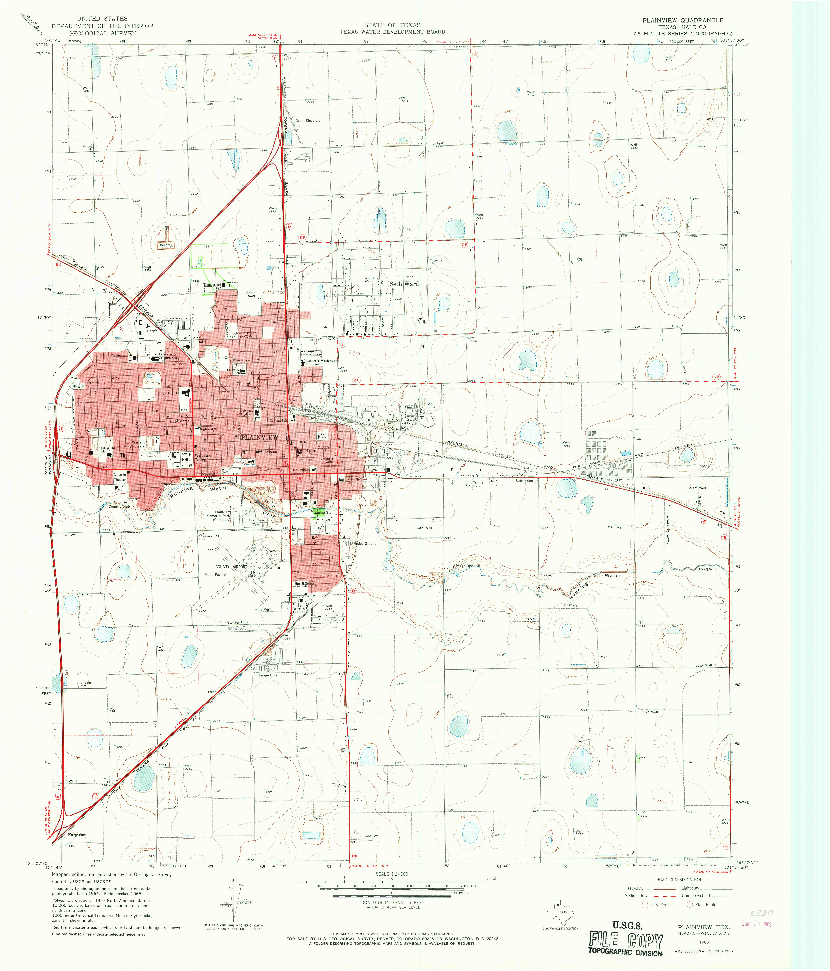 USGS 1:24000-SCALE QUADRANGLE FOR PLAINVIEW, TX 1965
