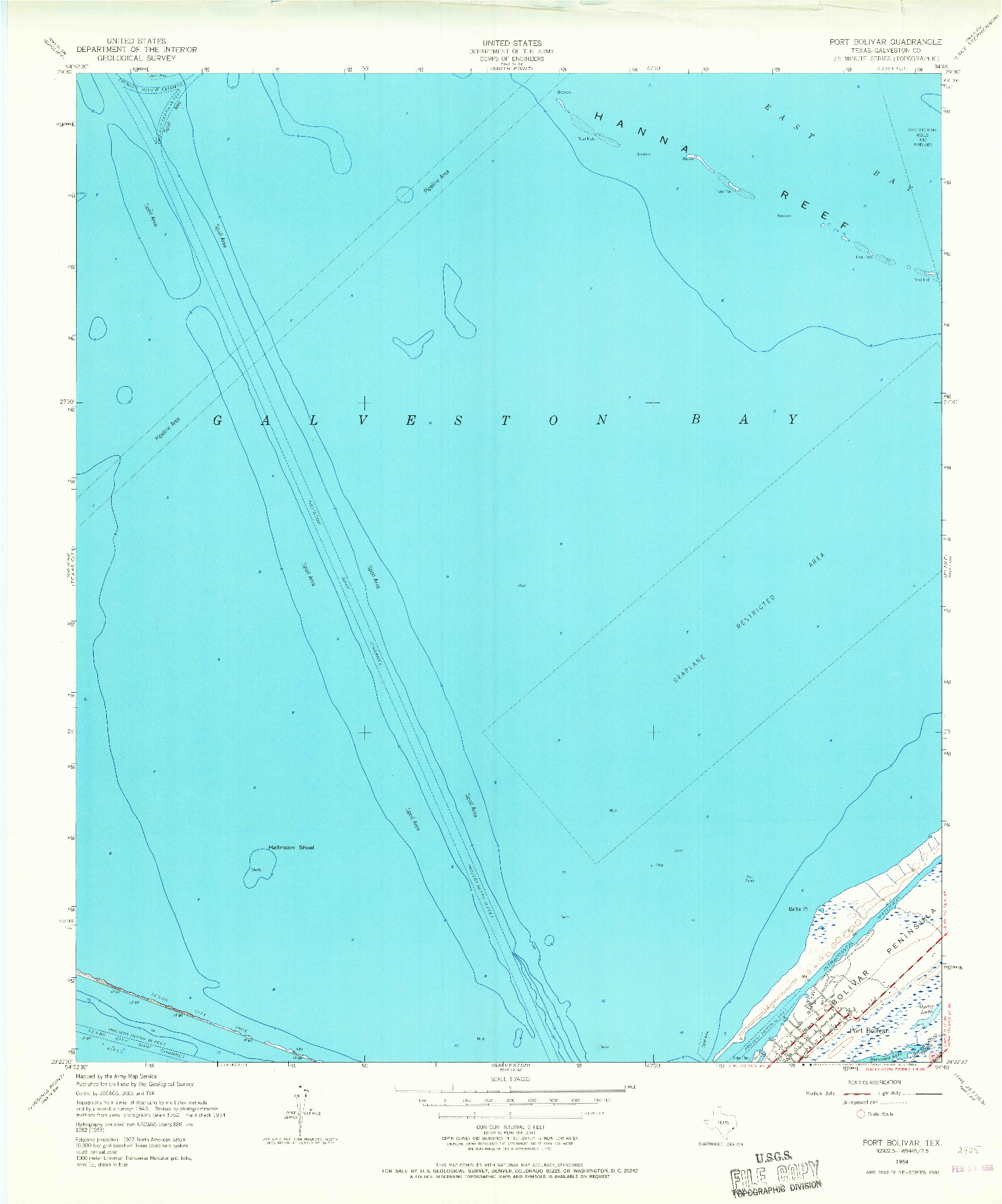 USGS 1:24000-SCALE QUADRANGLE FOR PORT BOLIVAR, TX 1954