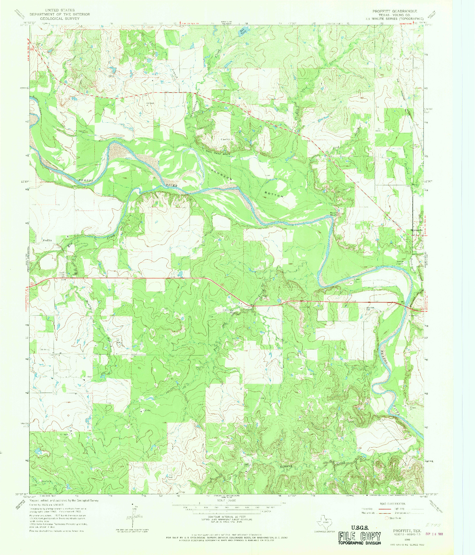 USGS 1:24000-SCALE QUADRANGLE FOR PROFFITT, TX 1966