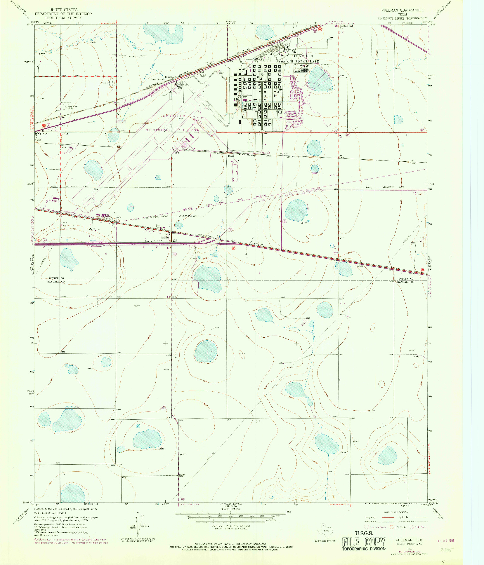 USGS 1:24000-SCALE QUADRANGLE FOR PULLMAN, TX 1956