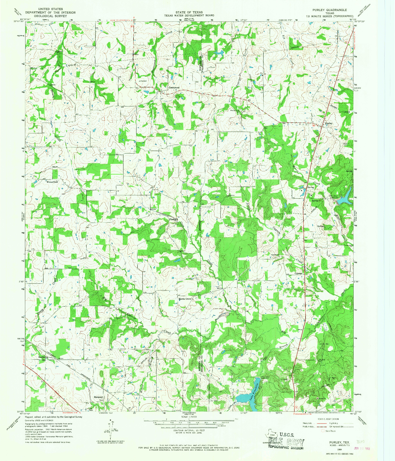 USGS 1:24000-SCALE QUADRANGLE FOR PURLEY, TX 1964