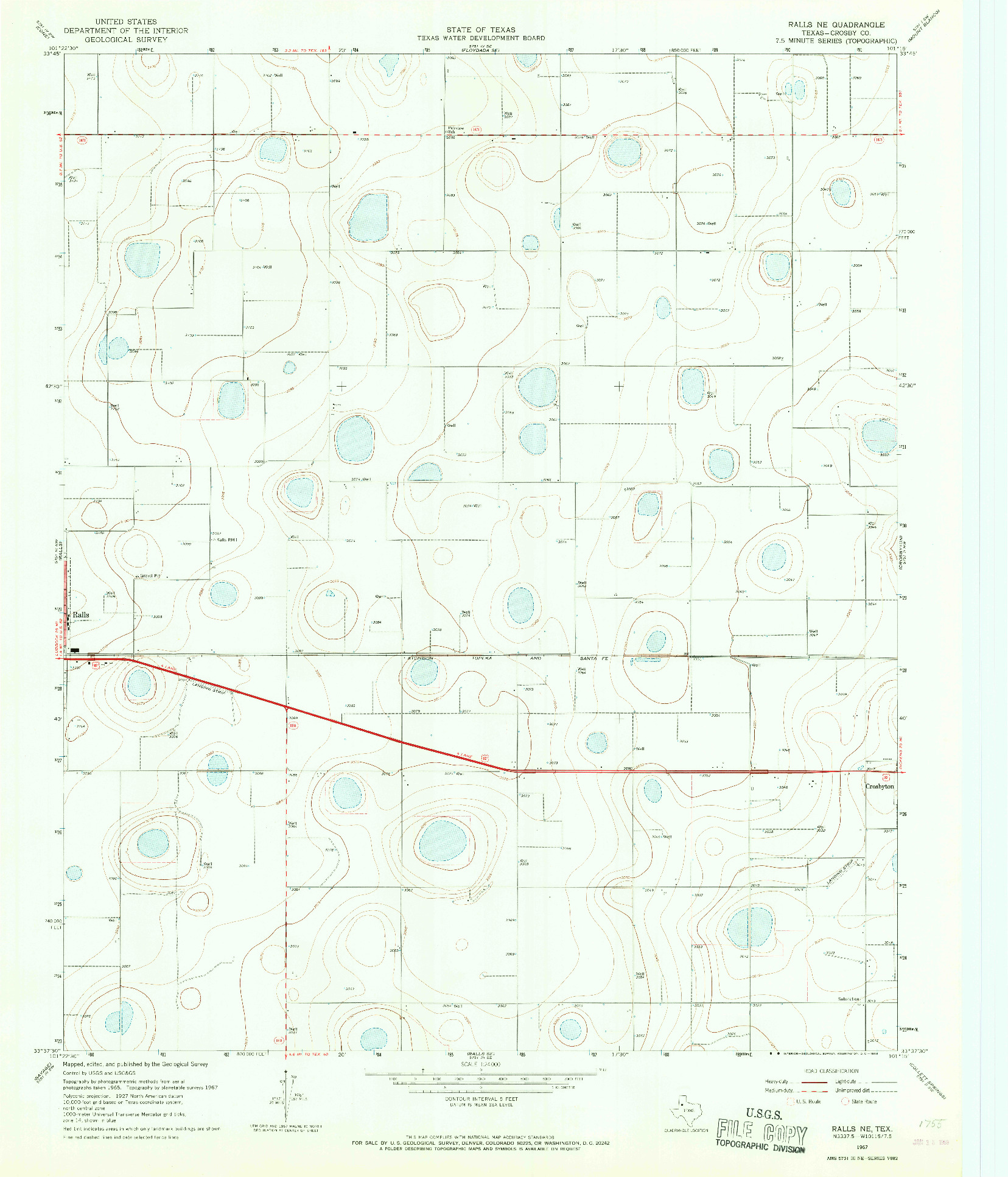 USGS 1:24000-SCALE QUADRANGLE FOR RALLS NE, TX 1967