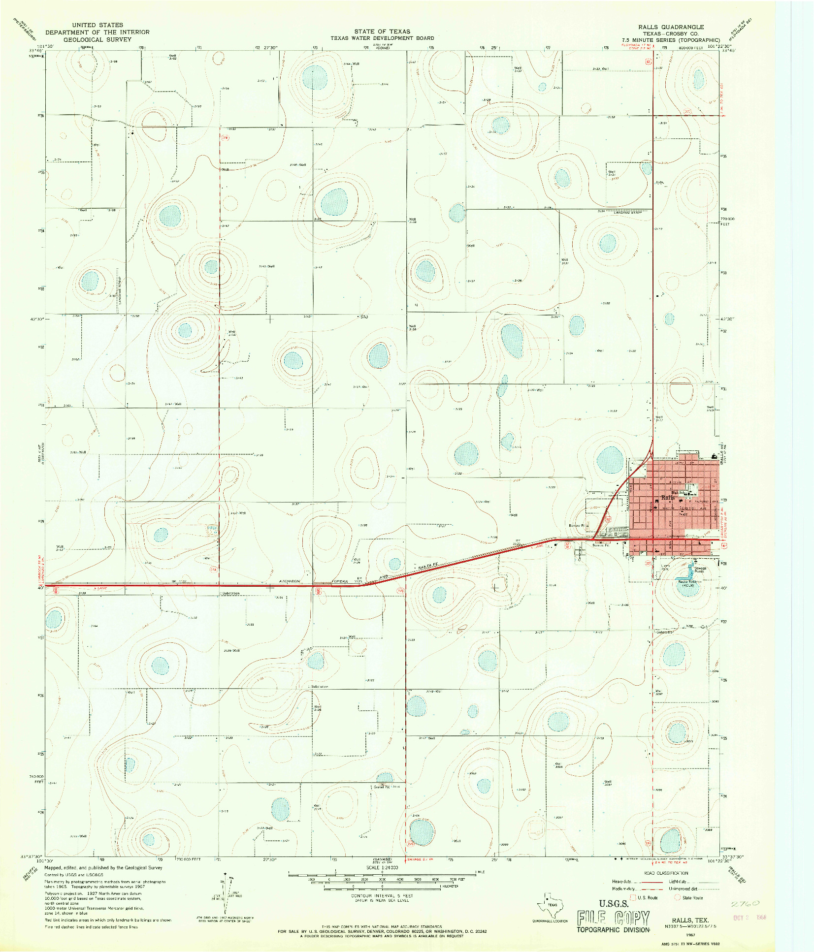USGS 1:24000-SCALE QUADRANGLE FOR RALLS, TX 1967
