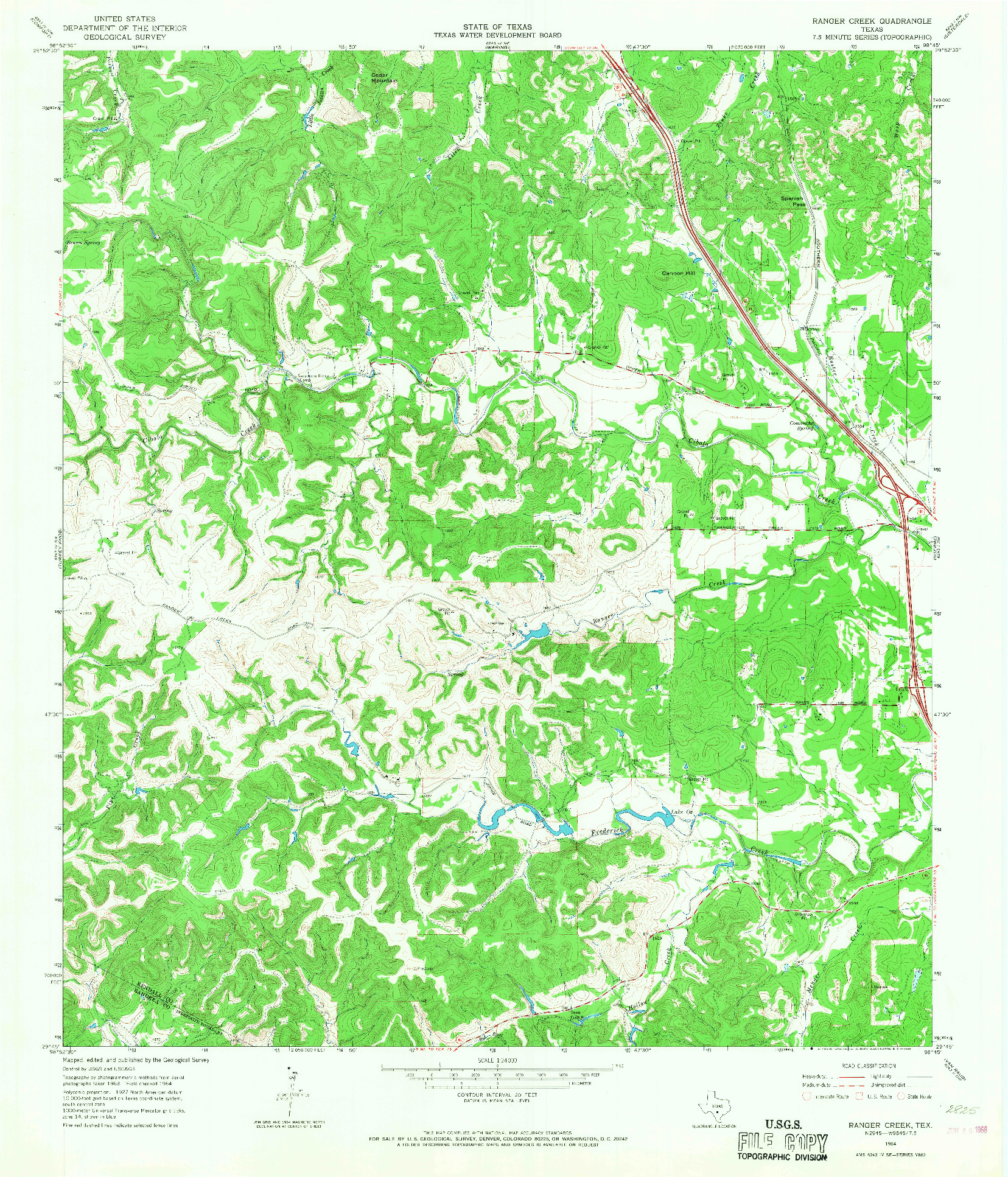 USGS 1:24000-SCALE QUADRANGLE FOR RANGER CREEK, TX 1964