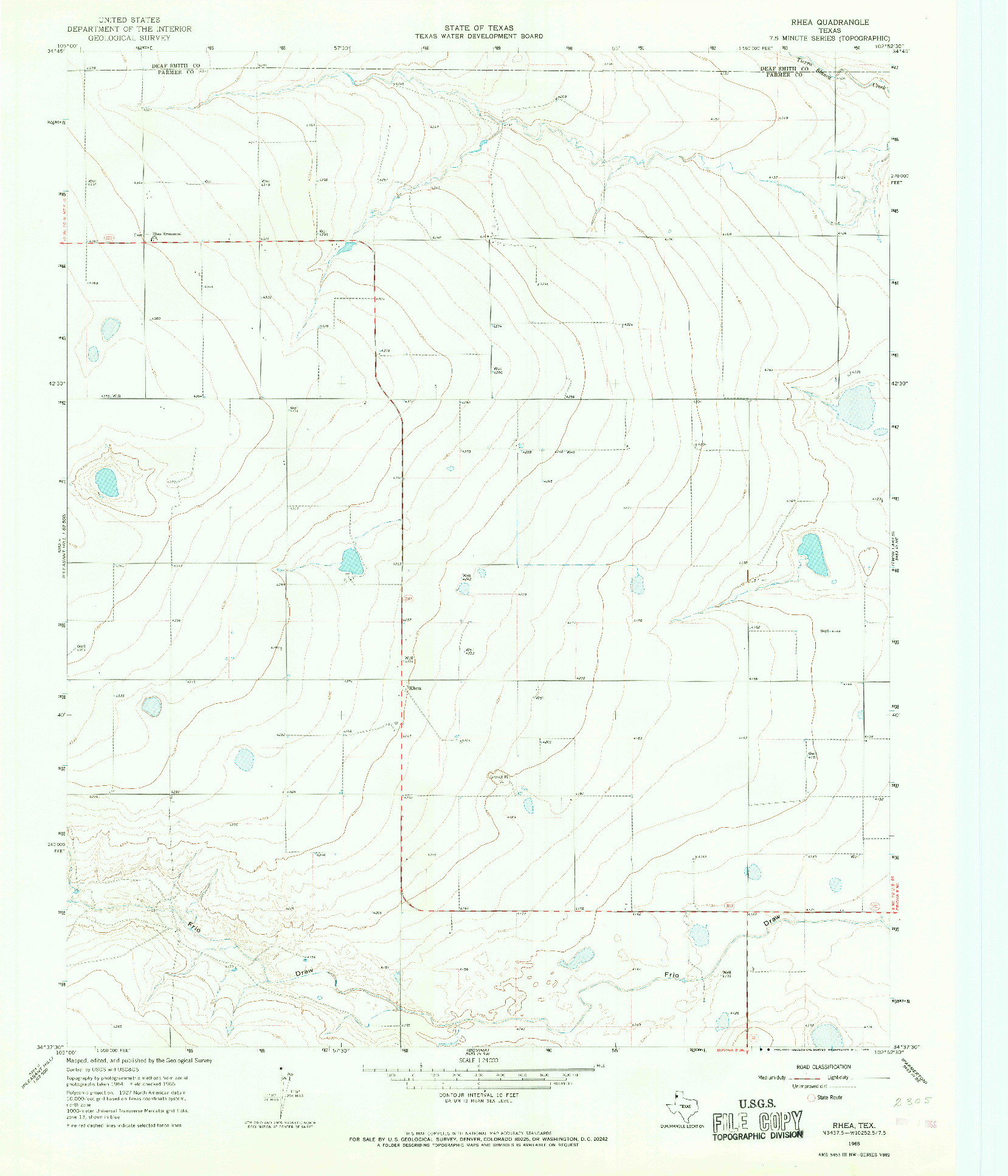 USGS 1:24000-SCALE QUADRANGLE FOR RHEA, TX 1965