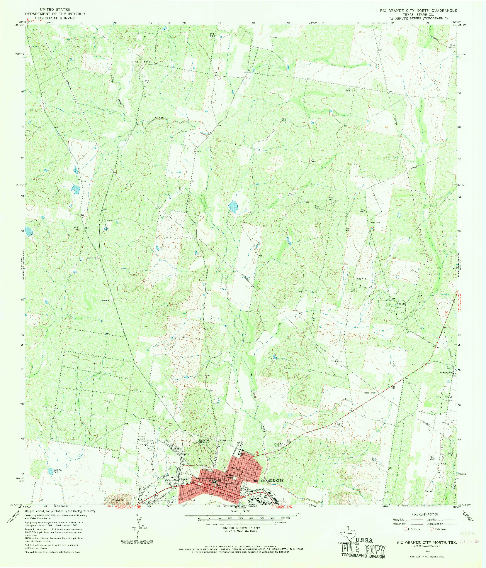 USGS 1:24000-SCALE QUADRANGLE FOR RIO GRANDE CITY NORTH, TX 1965