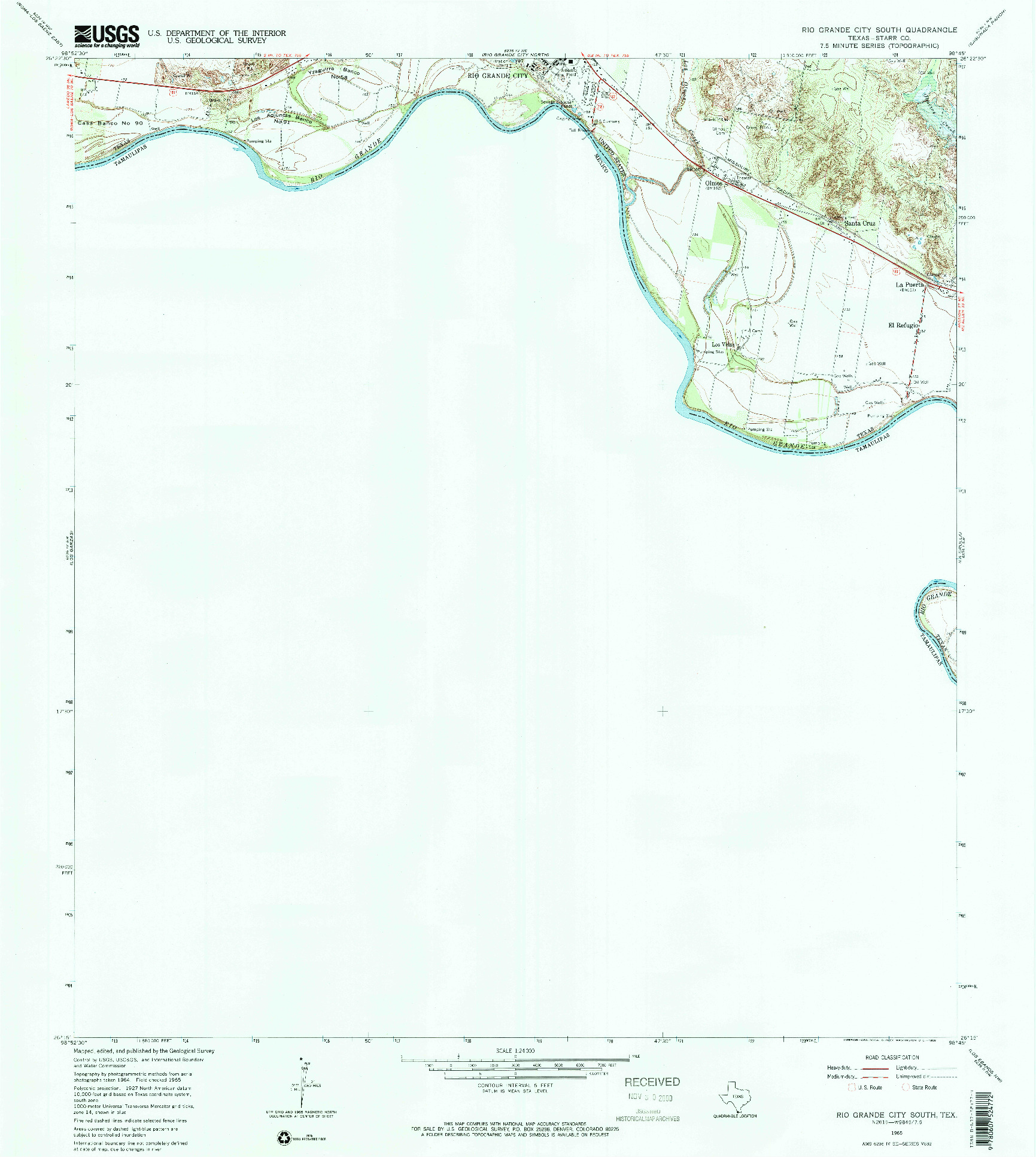 USGS 1:24000-SCALE QUADRANGLE FOR RIO GRANDE CITY SOUTH, TX 1965