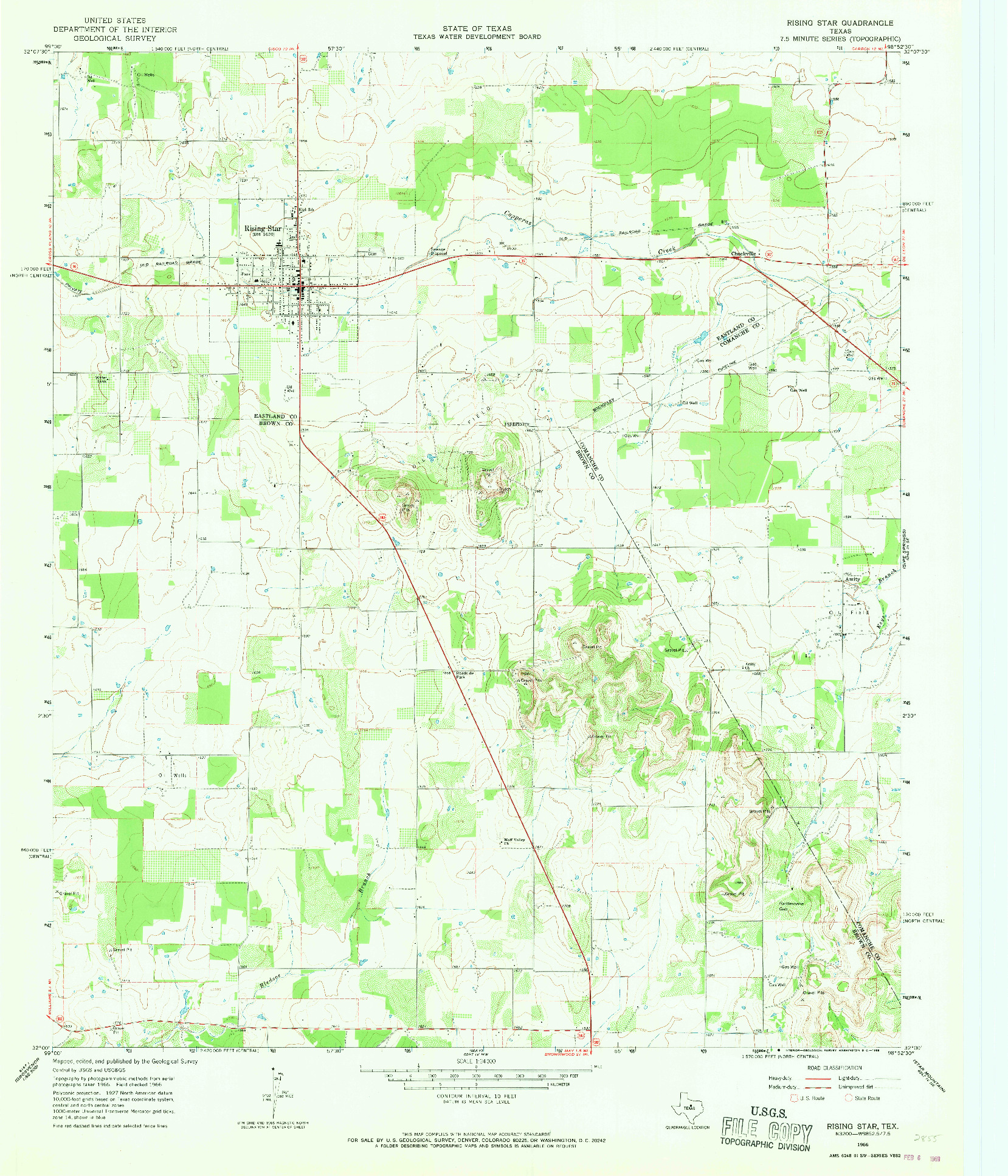 USGS 1:24000-SCALE QUADRANGLE FOR RISING STAR, TX 1966