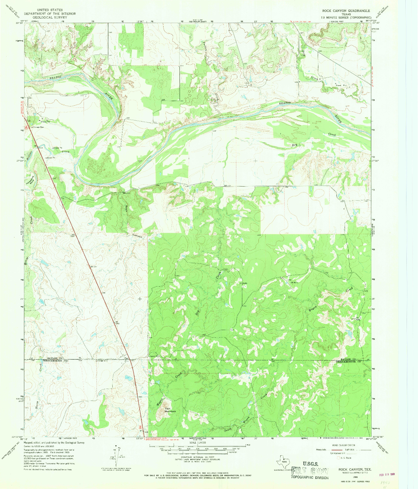 USGS 1:24000-SCALE QUADRANGLE FOR ROCK CANYON, TX 1966