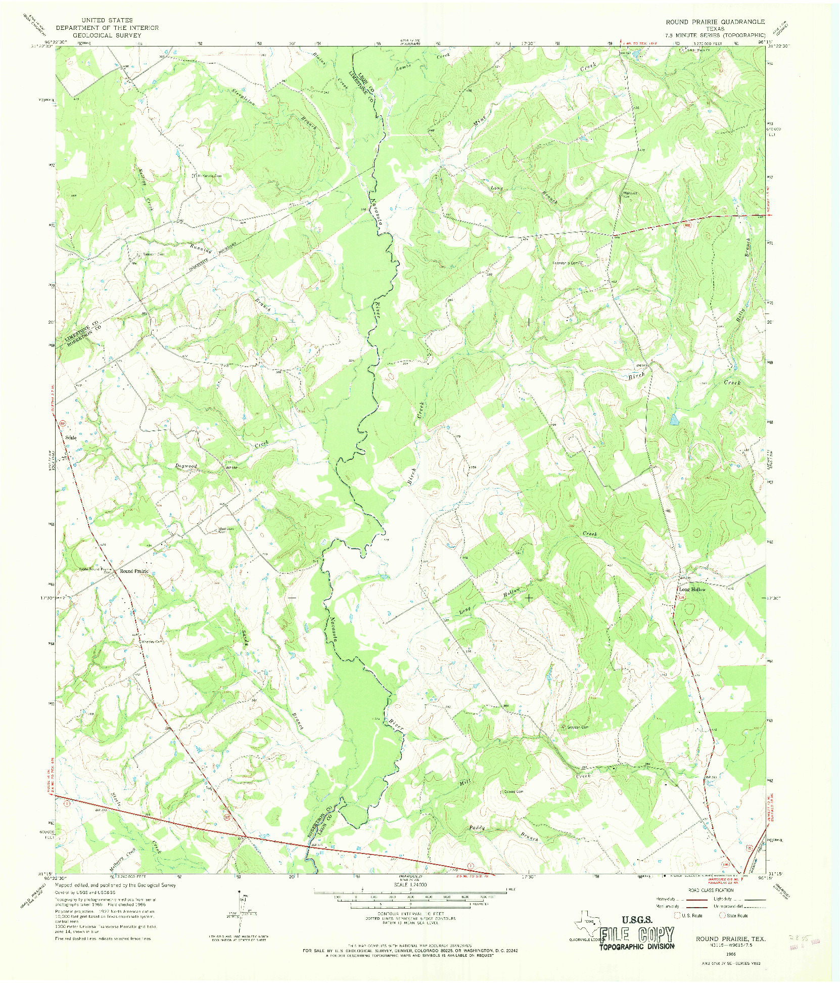 USGS 1:24000-SCALE QUADRANGLE FOR ROUND PRAIRIE, TX 1966