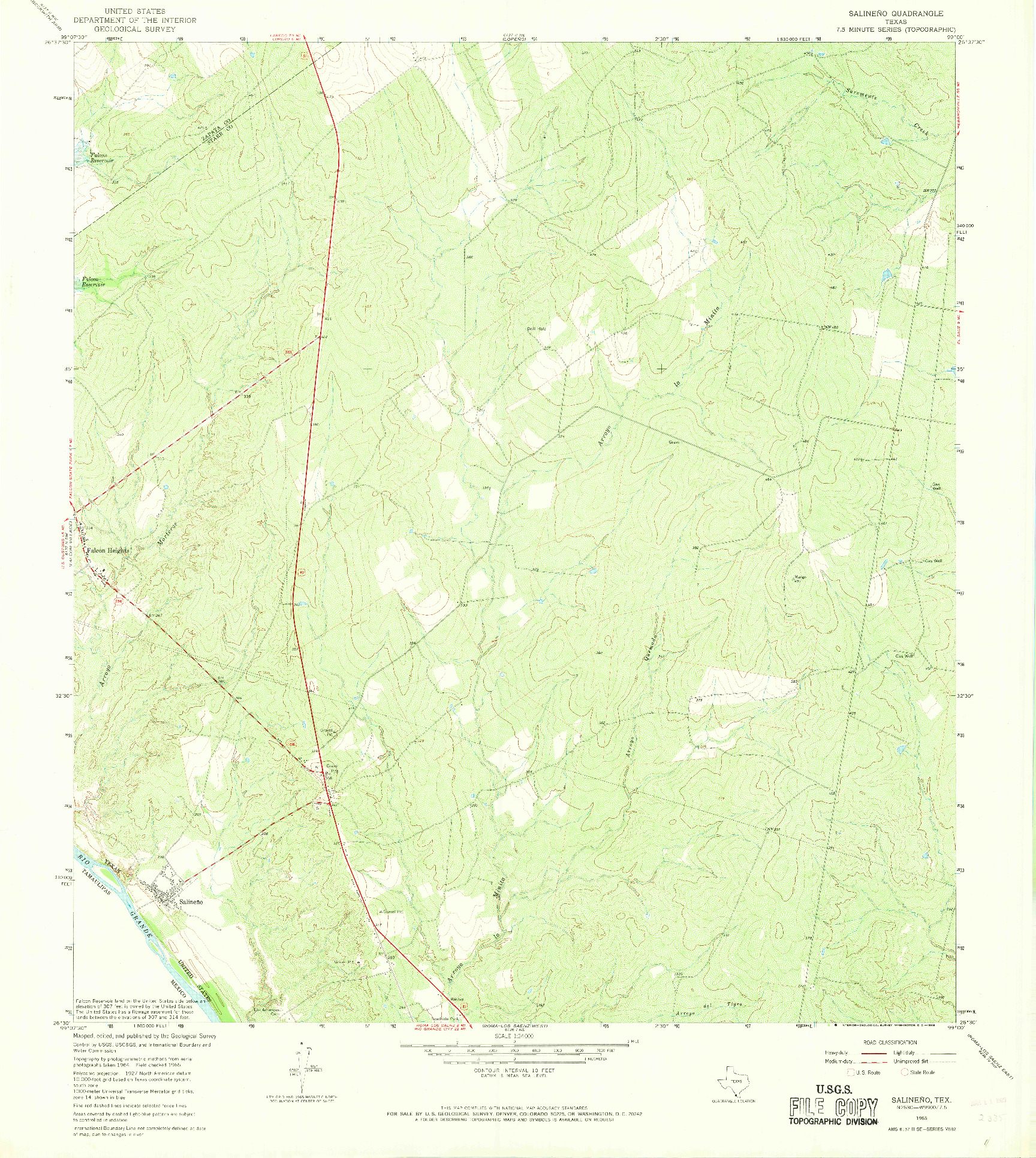 USGS 1:24000-SCALE QUADRANGLE FOR SALINENO, TX 1965