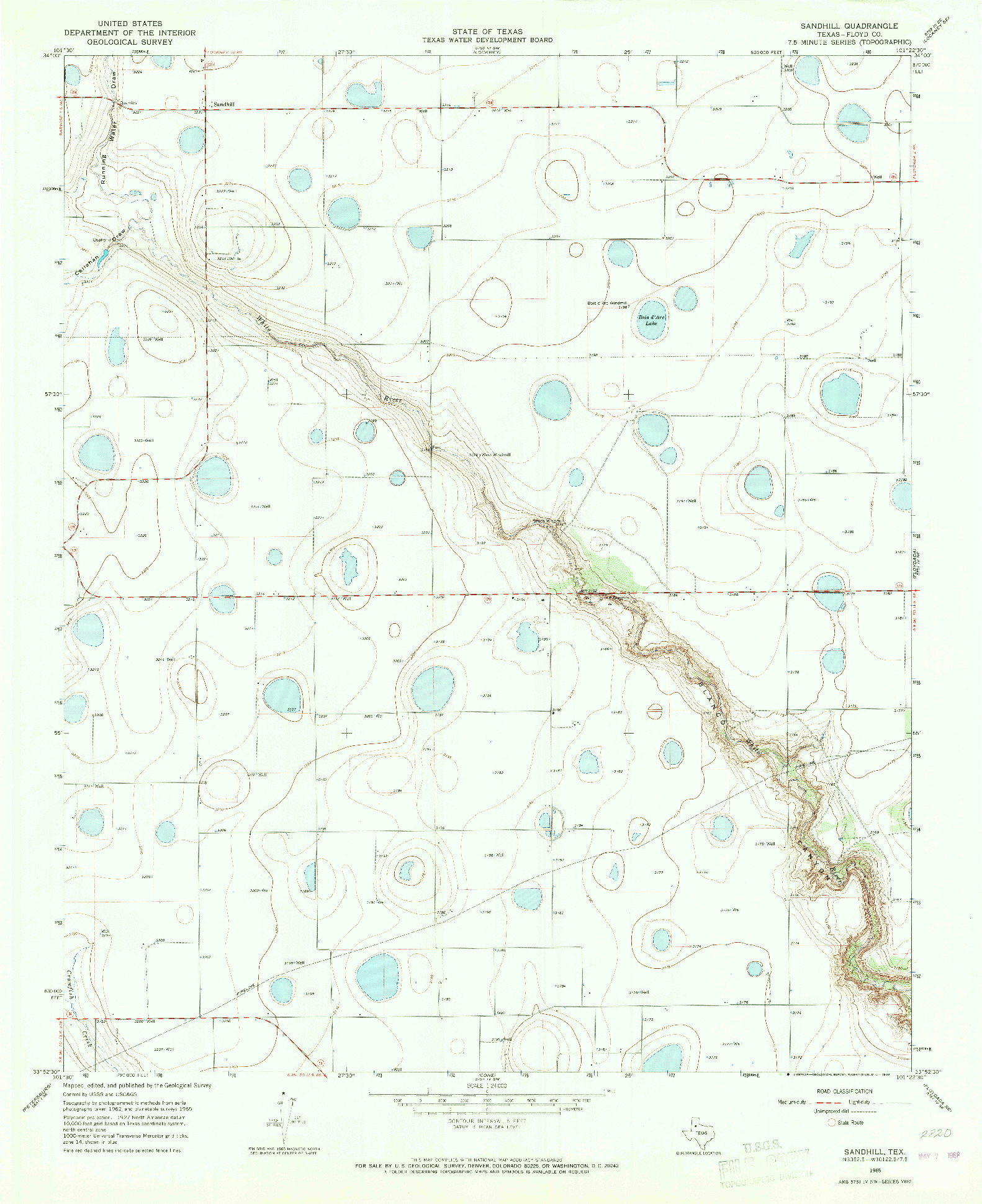 USGS 1:24000-SCALE QUADRANGLE FOR SANDHILL, TX 1965