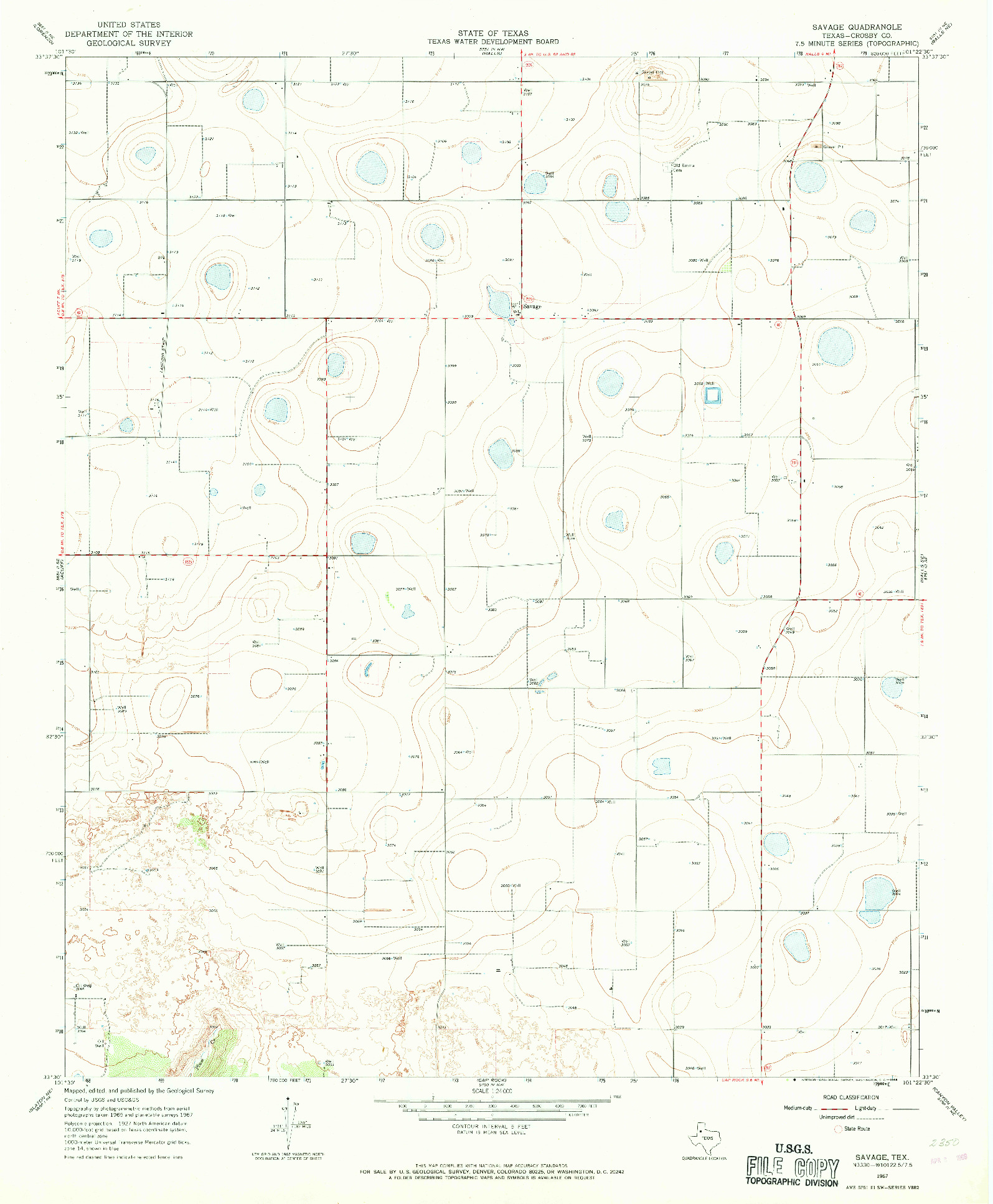 USGS 1:24000-SCALE QUADRANGLE FOR SAVAGE, TX 1967