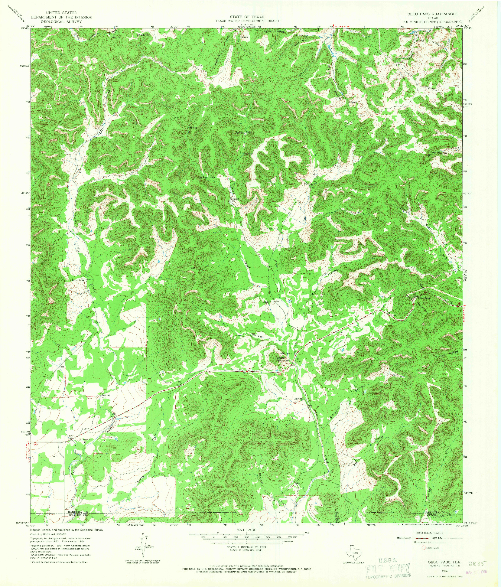 USGS 1:24000-SCALE QUADRANGLE FOR SECO PASS, TX 1964