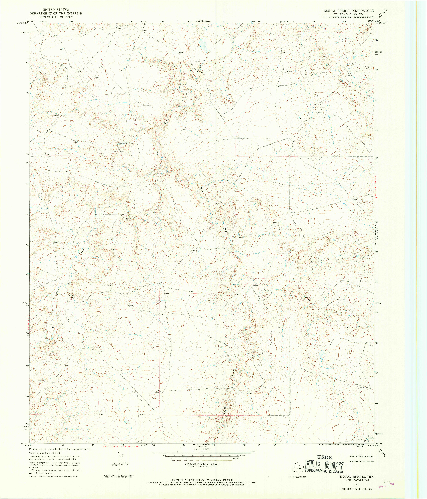 USGS 1:24000-SCALE QUADRANGLE FOR SIGNAL SPRING, TX 1966