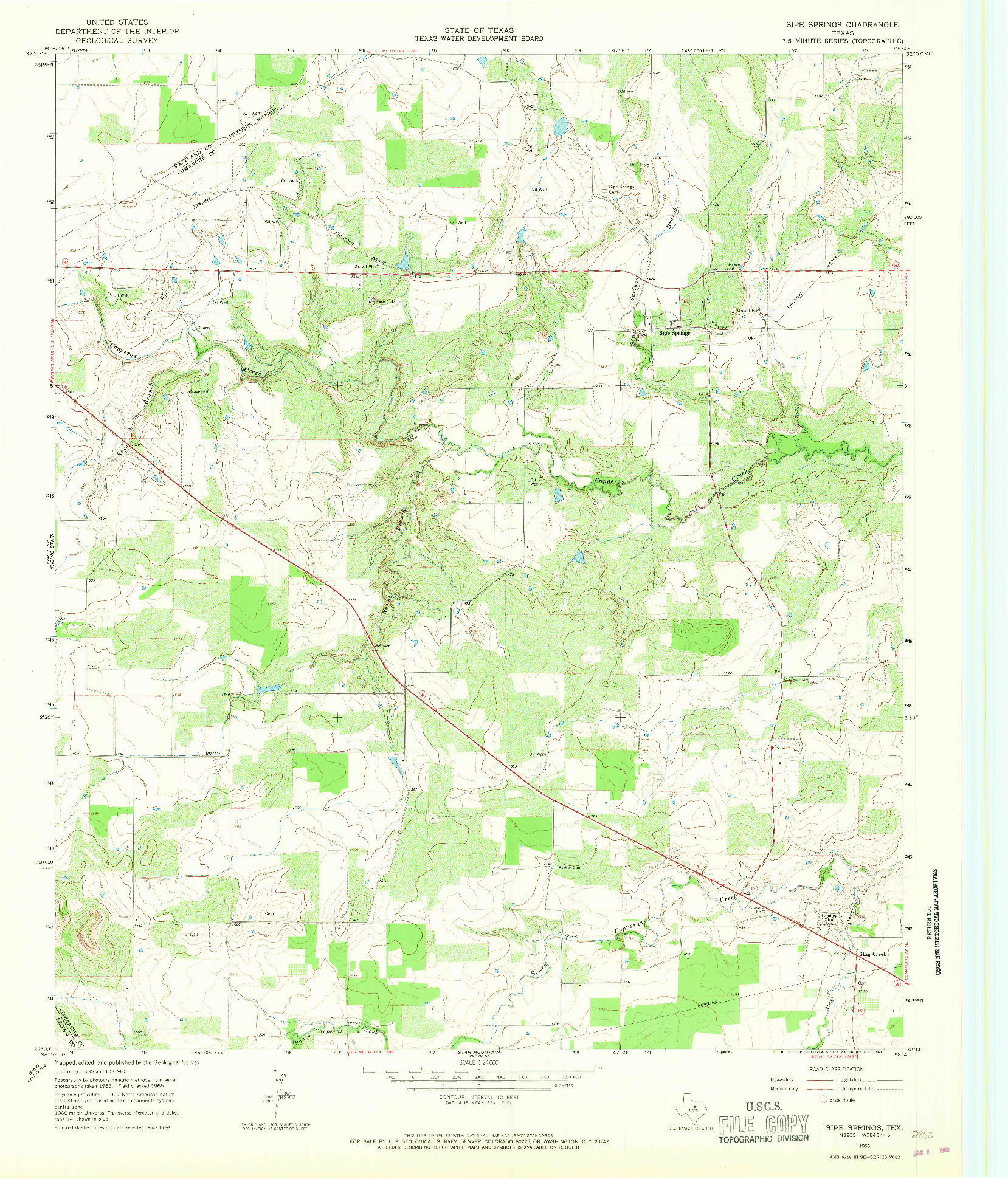 USGS 1:24000-SCALE QUADRANGLE FOR SIPE SPRINGS, TX 1966