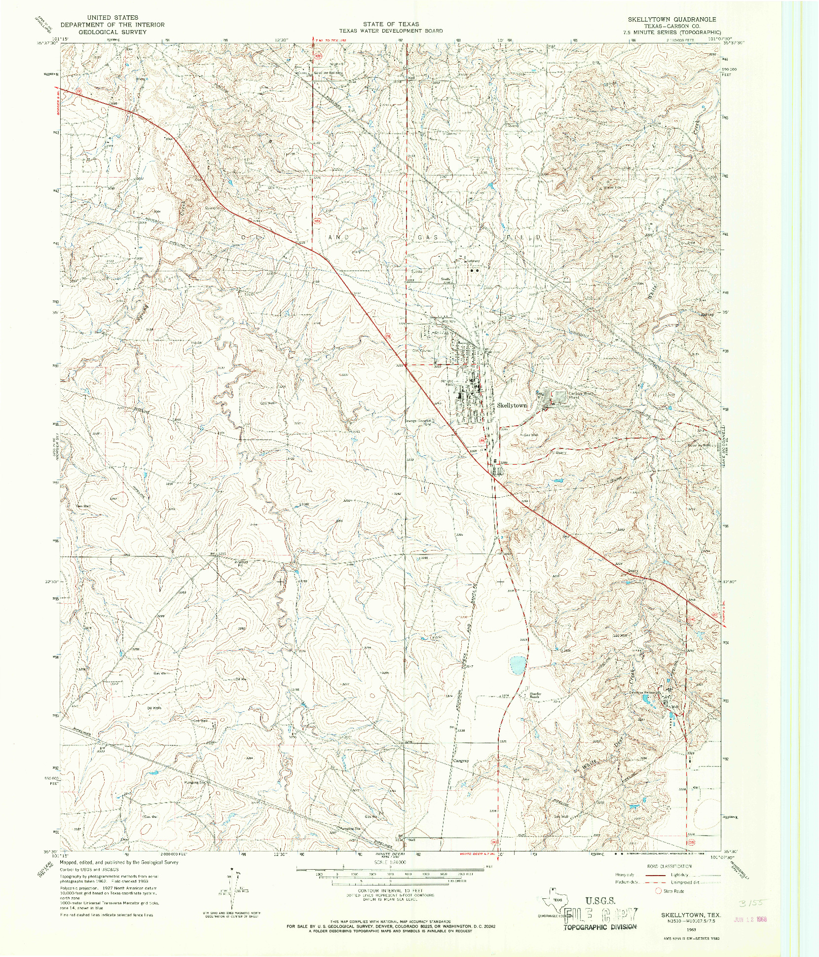 USGS 1:24000-SCALE QUADRANGLE FOR SKELLYTOWN, TX 1963