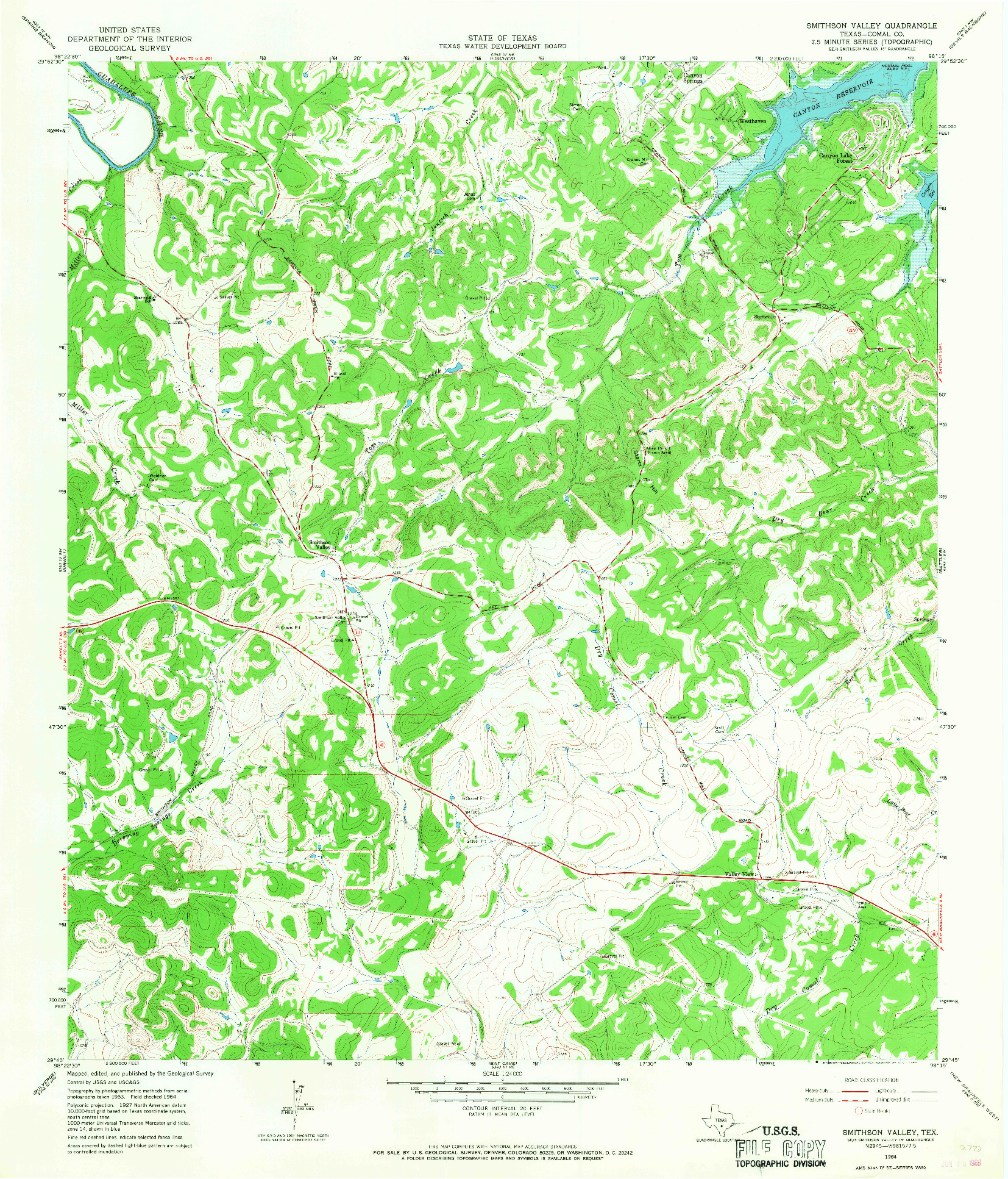 USGS 1:24000-SCALE QUADRANGLE FOR SMITHSON VALLEY, TX 1964