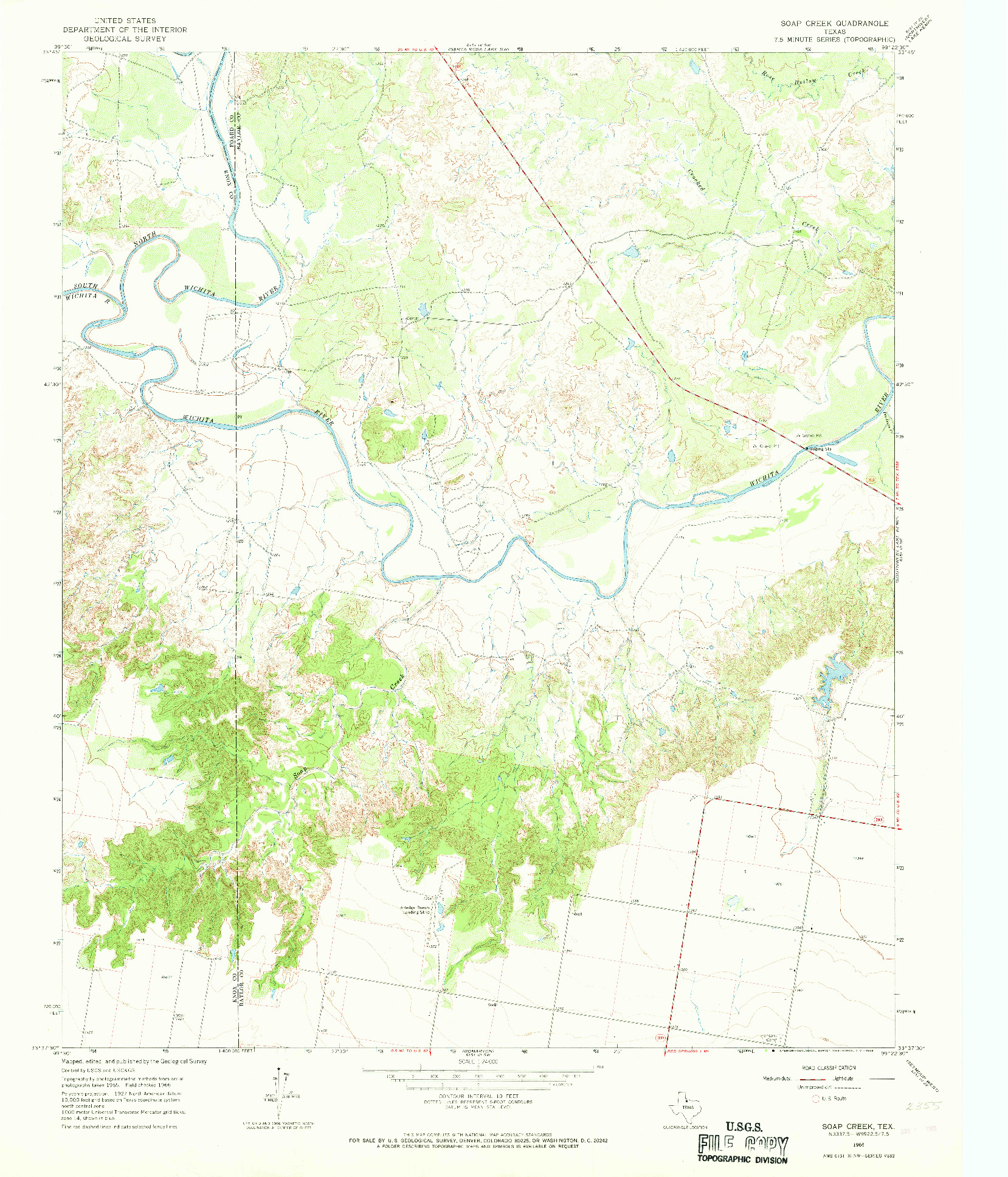 USGS 1:24000-SCALE QUADRANGLE FOR SOAP CREEK, TX 1966