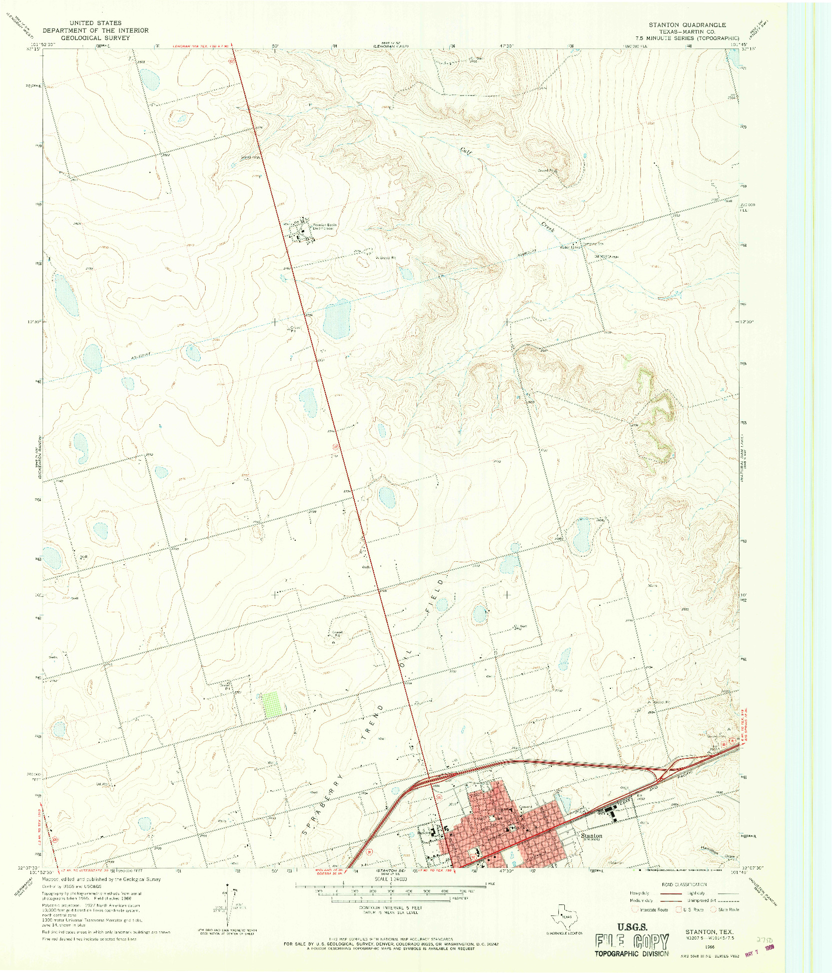USGS 1:24000-SCALE QUADRANGLE FOR STANTON, TX 1966