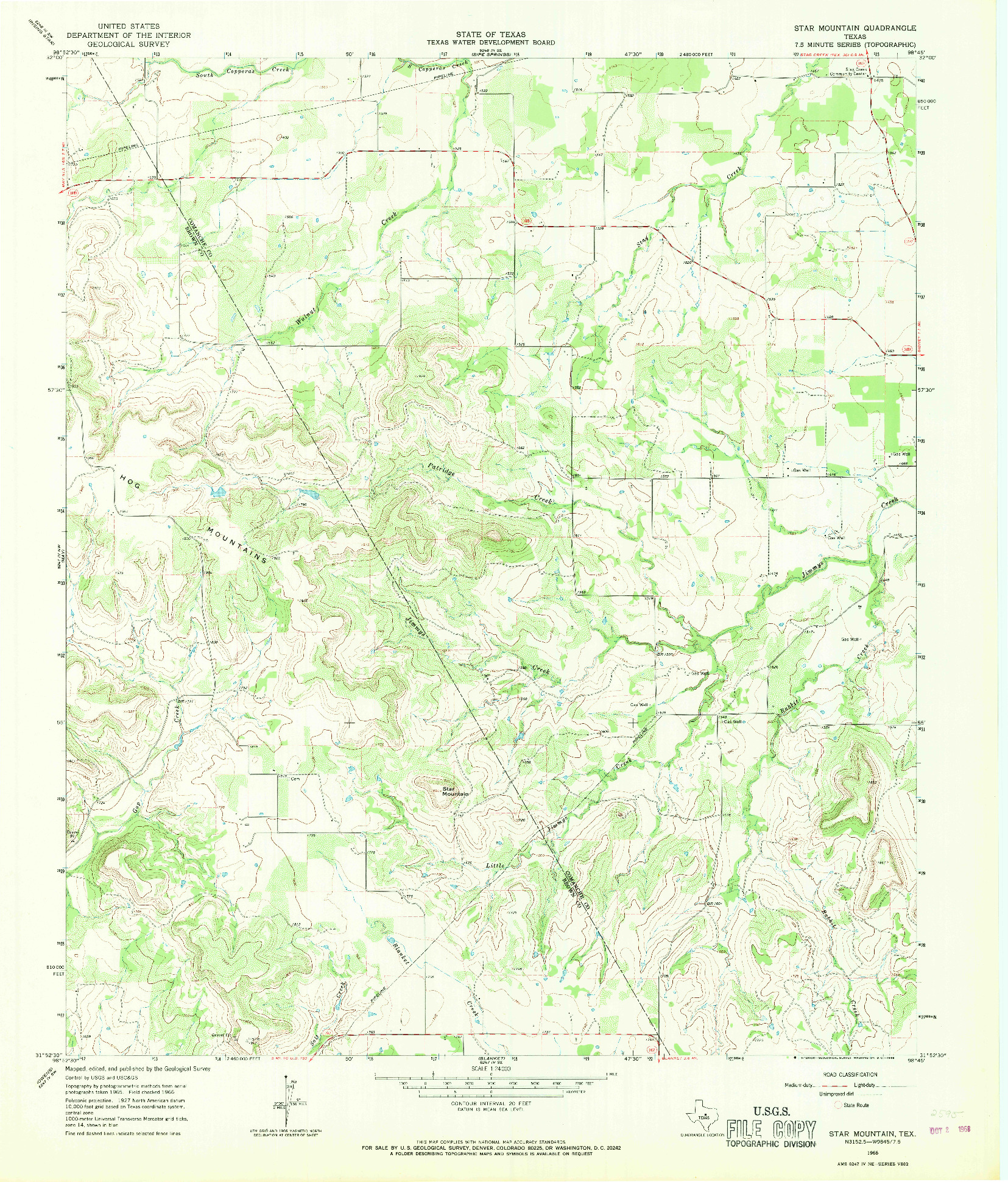 USGS 1:24000-SCALE QUADRANGLE FOR STAR MOUNTAIN, TX 1966