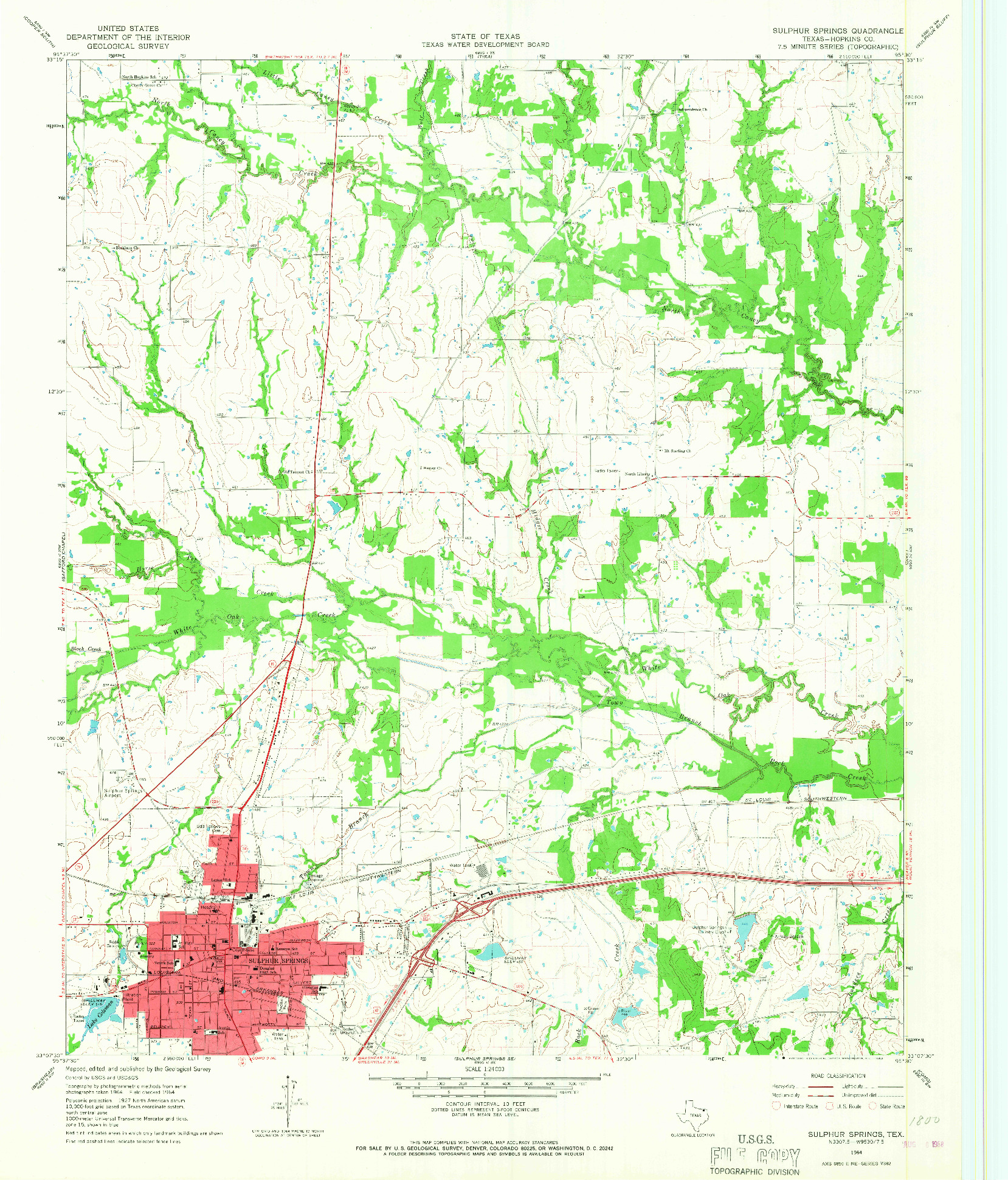 USGS 1:24000-SCALE QUADRANGLE FOR SULPHUR SPRINGS, TX 1964