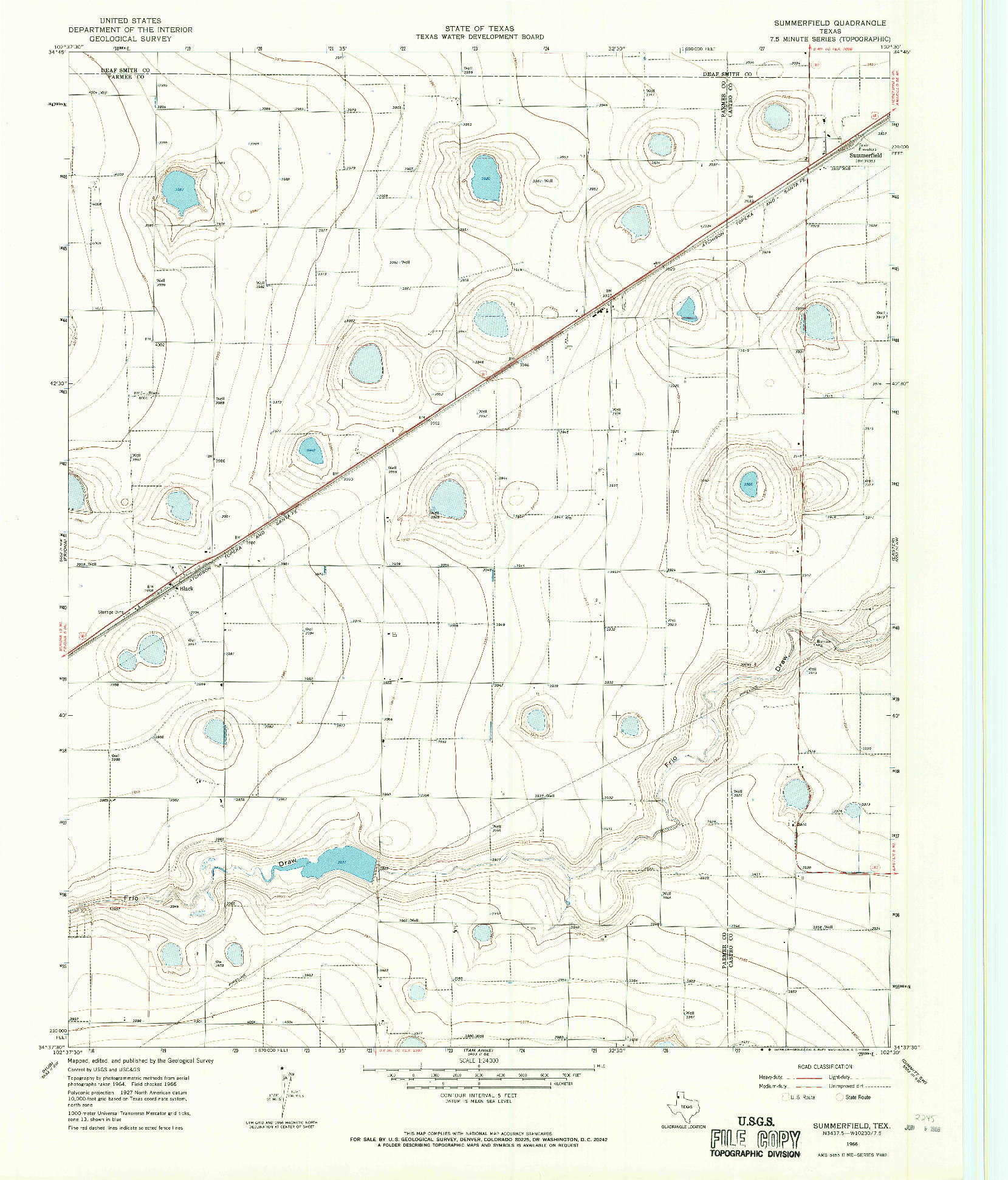USGS 1:24000-SCALE QUADRANGLE FOR SUMMERFIELD, TX 1966