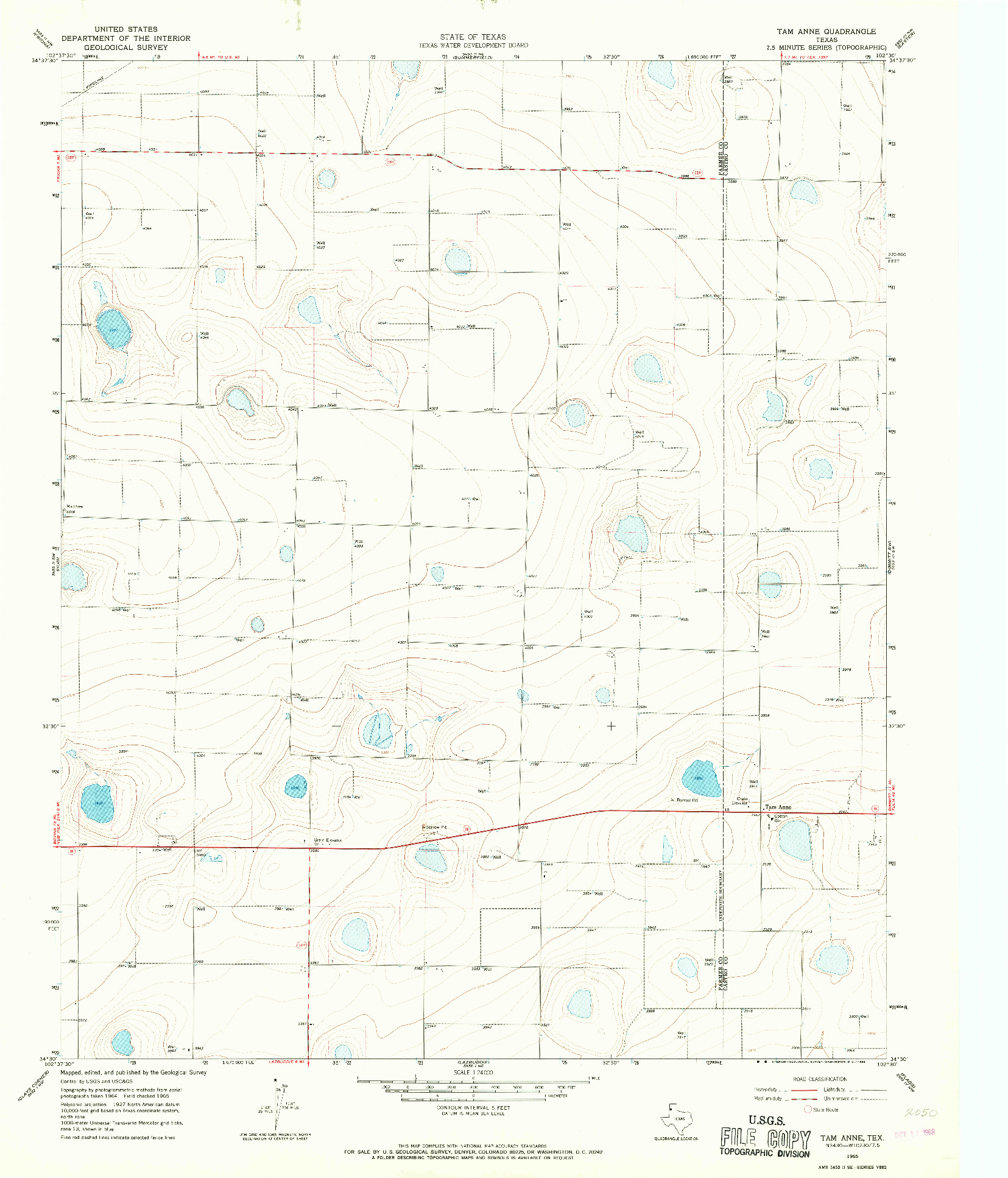 USGS 1:24000-SCALE QUADRANGLE FOR TAM ANNE, TX 1965