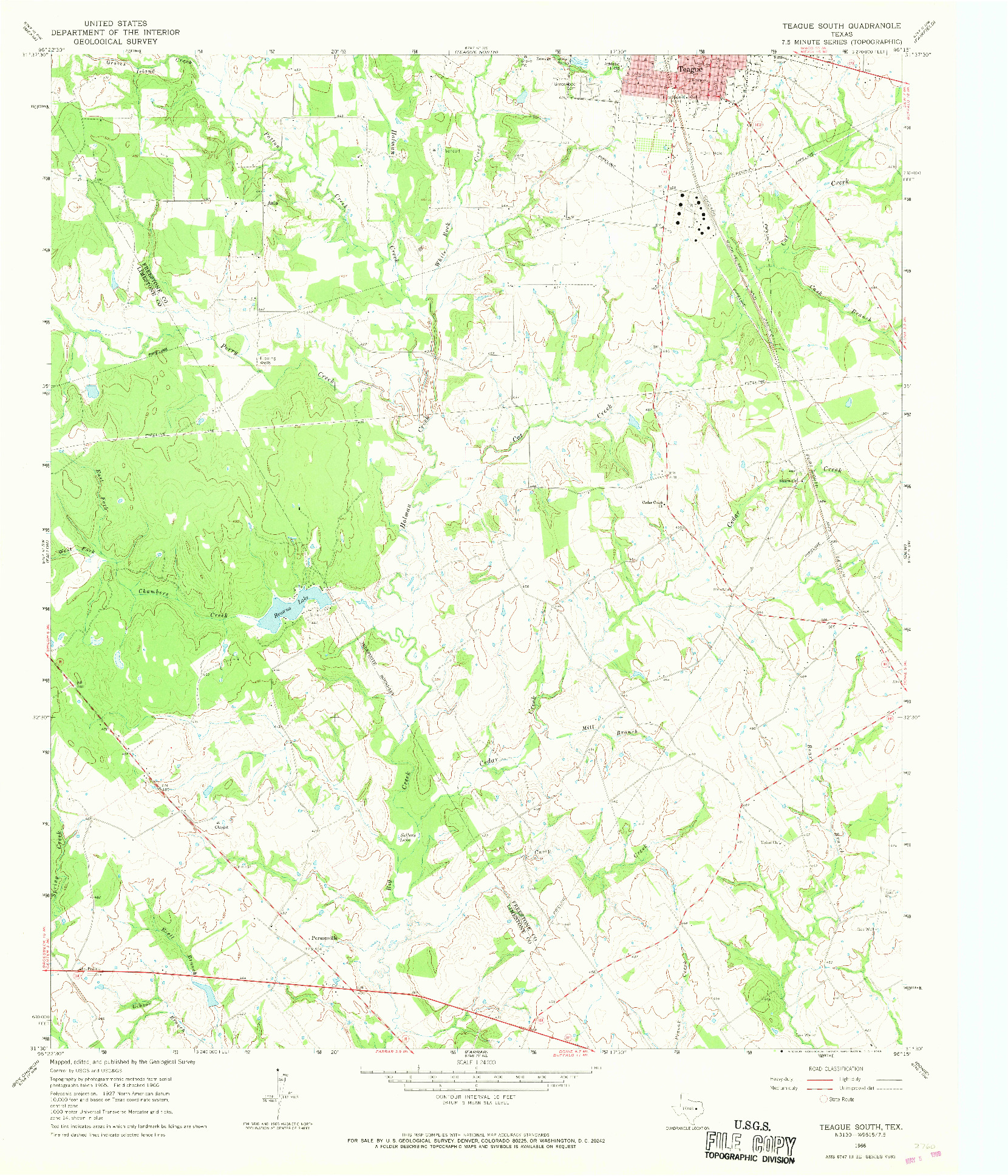 USGS 1:24000-SCALE QUADRANGLE FOR TEAGUE SOUTH, TX 1966