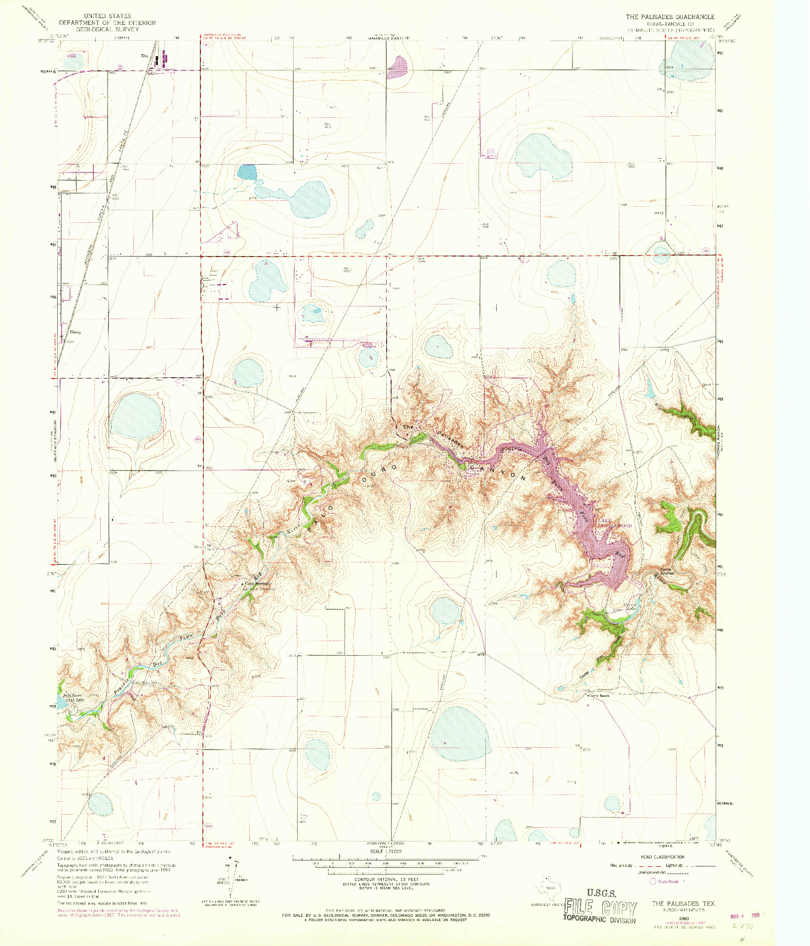 USGS 1:24000-SCALE QUADRANGLE FOR THE PALISADES, TX 1960
